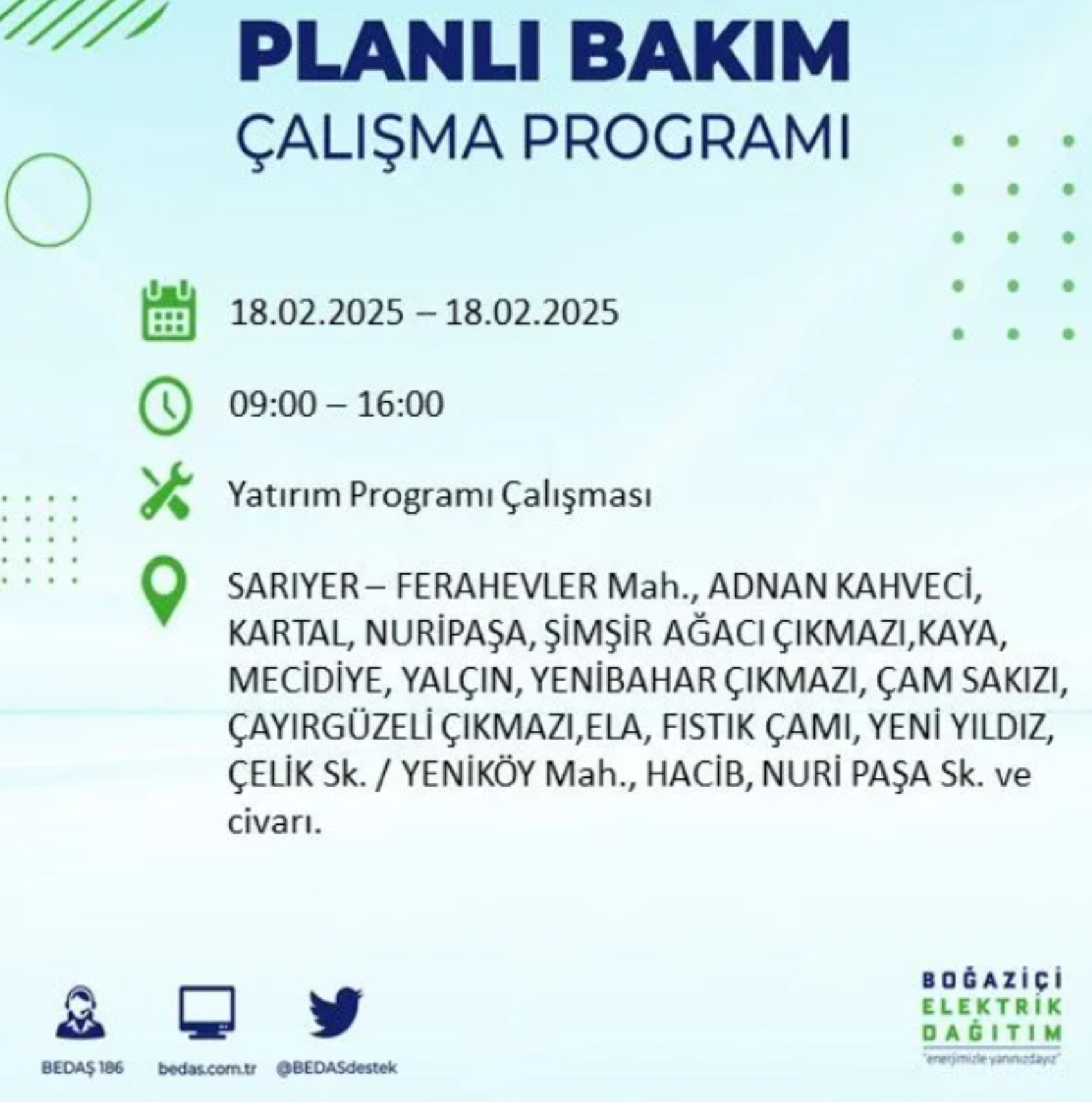 BEDAŞ açıkladı... İstanbul'da elektrik kesintisi: 18 Şubat'ta hangi mahalleler etkilenecek?