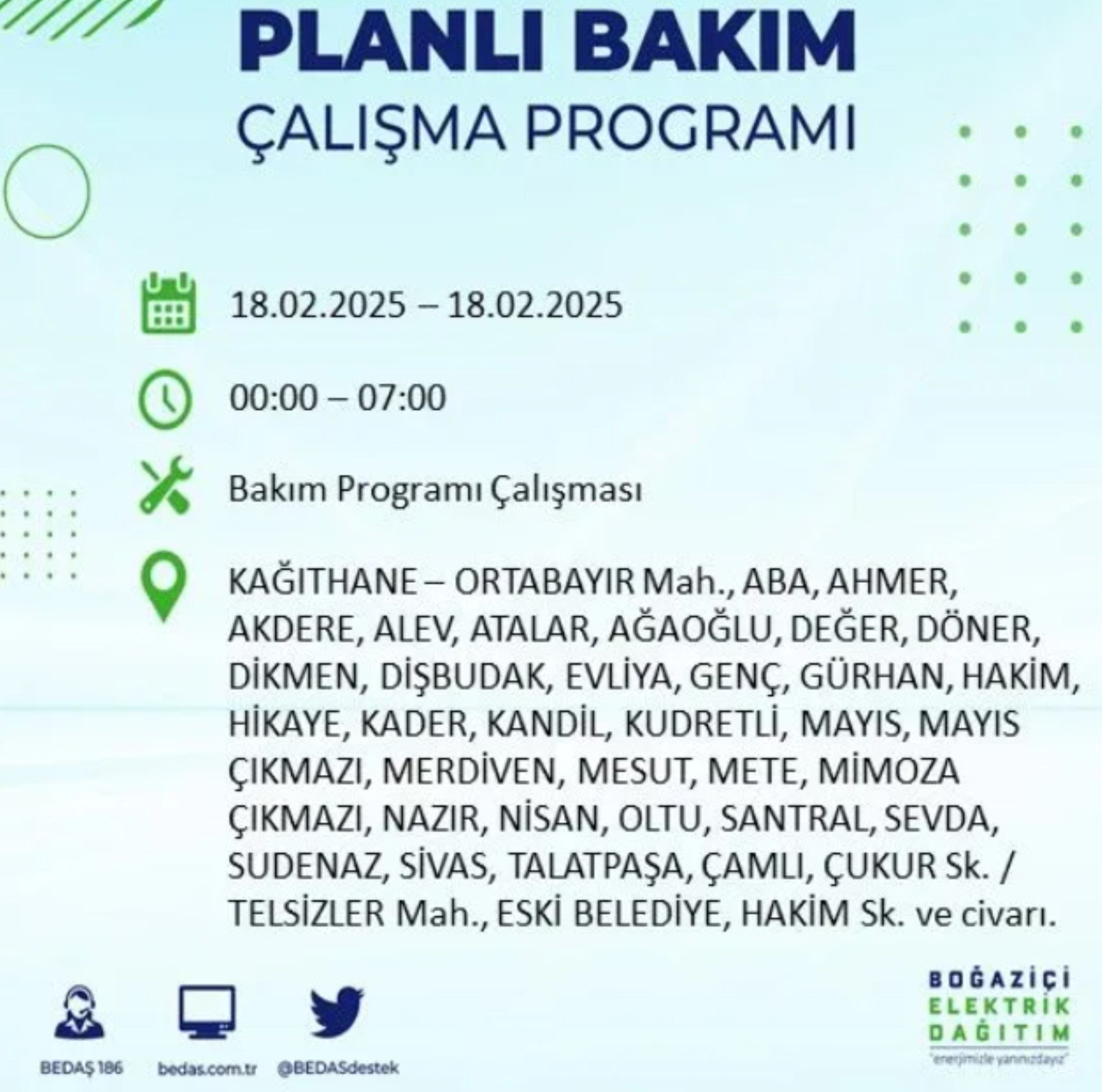 BEDAŞ açıkladı... İstanbul'da elektrik kesintisi: 18 Şubat'ta hangi mahalleler etkilenecek?