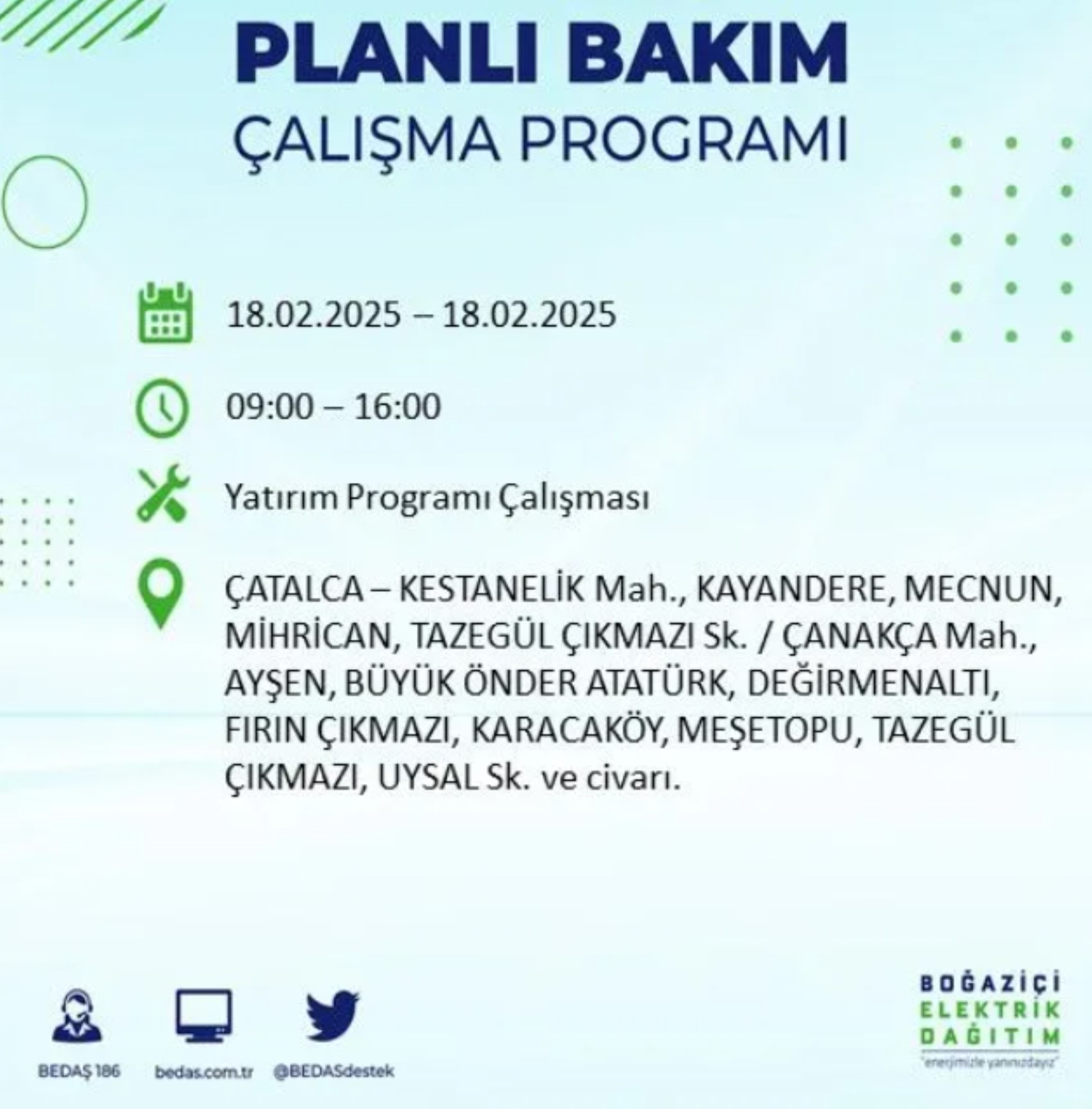 BEDAŞ açıkladı... İstanbul'da elektrik kesintisi: 18 Şubat'ta hangi mahalleler etkilenecek?