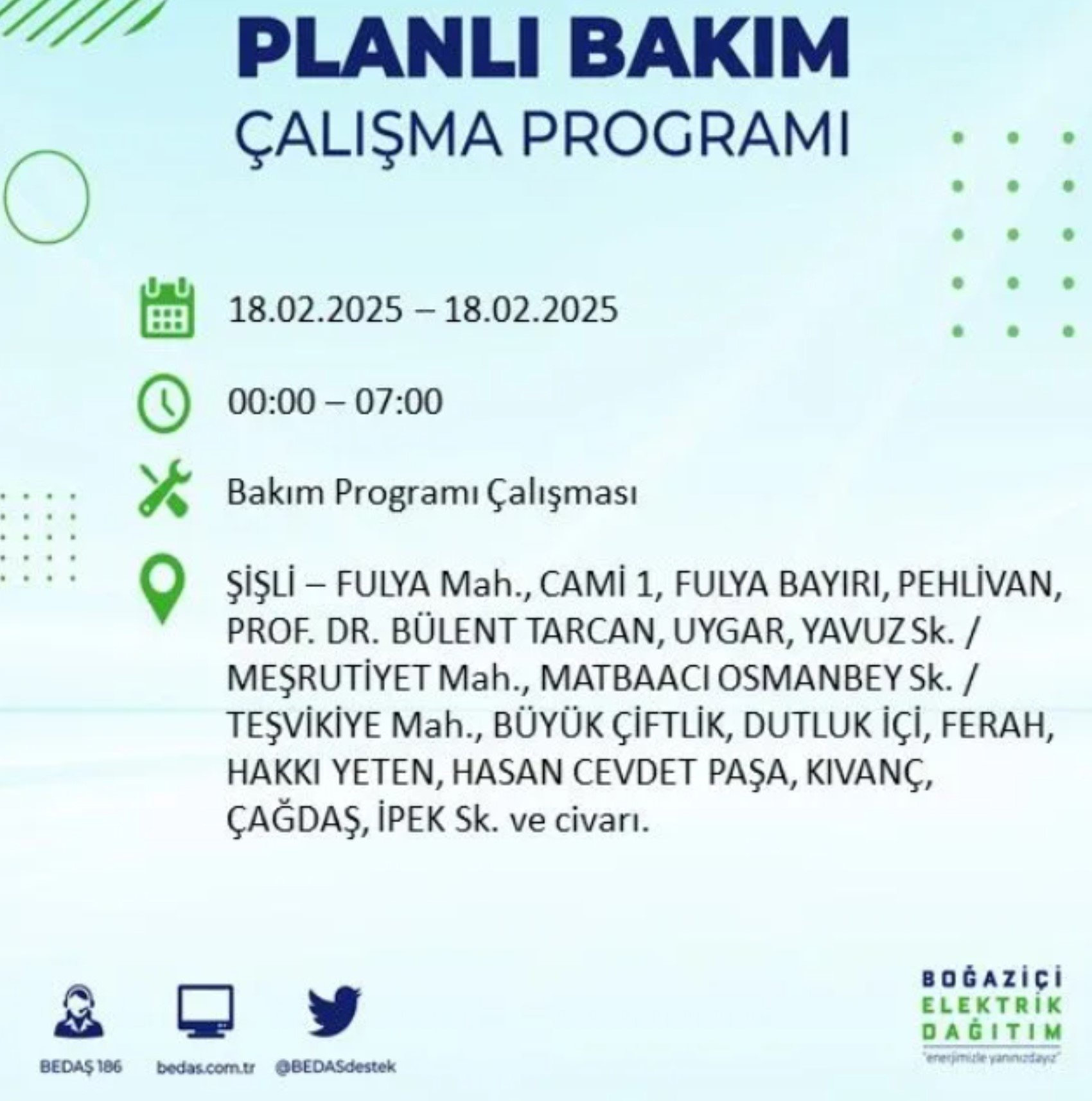 BEDAŞ açıkladı... İstanbul'da elektrik kesintisi: 18 Şubat'ta hangi mahalleler etkilenecek?