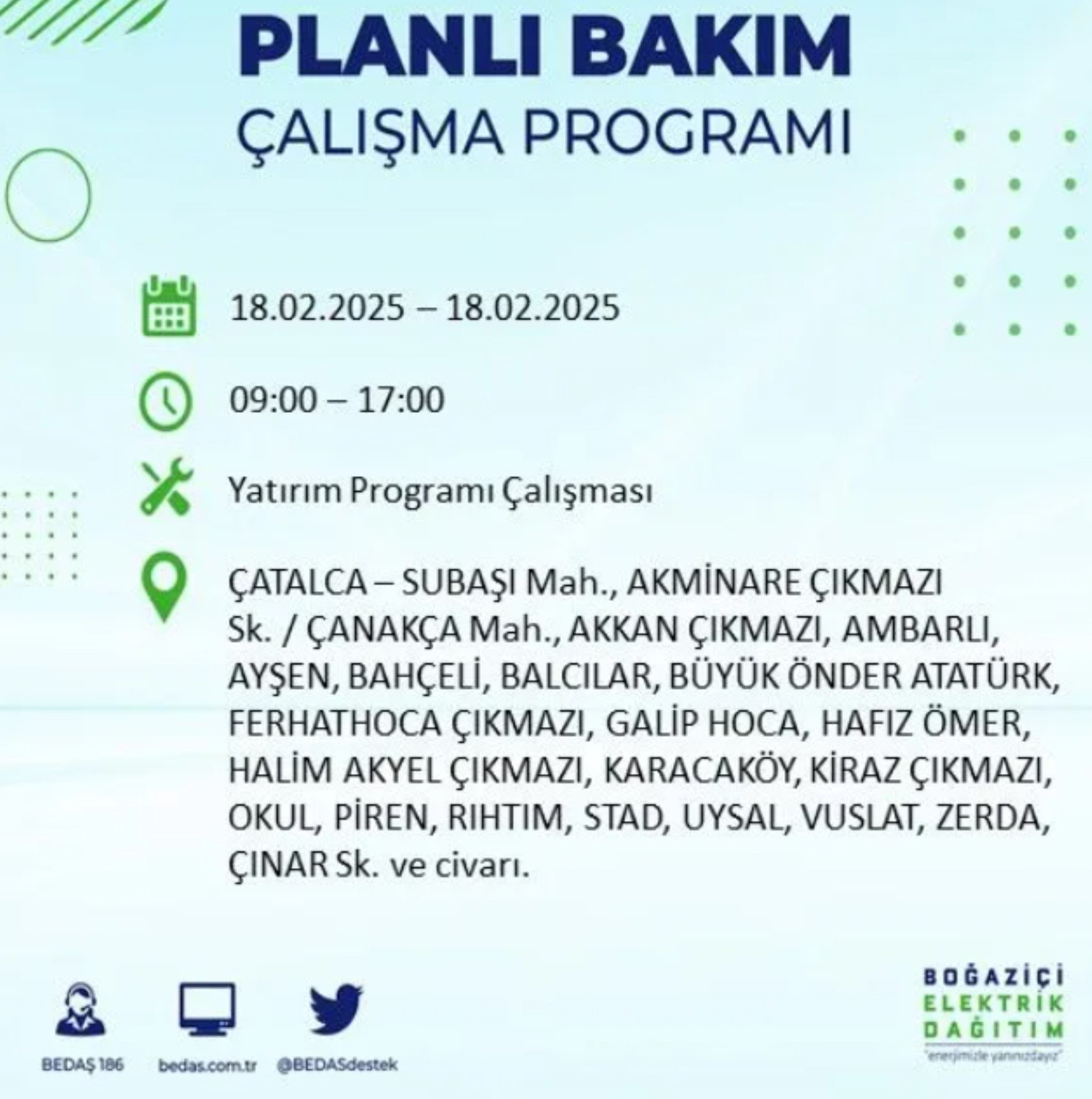 BEDAŞ açıkladı... İstanbul'da elektrik kesintisi: 18 Şubat'ta hangi mahalleler etkilenecek?