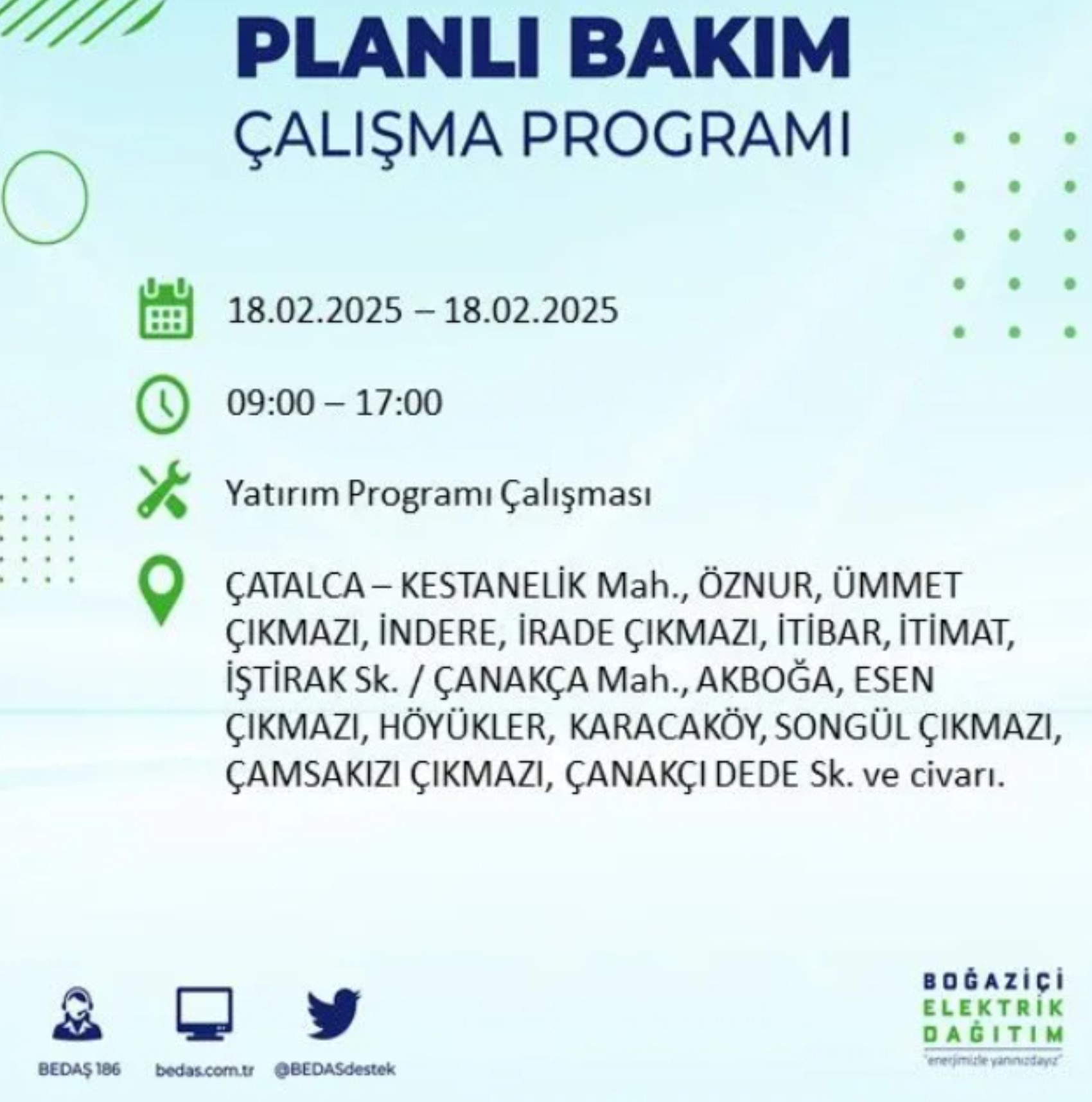 BEDAŞ açıkladı... İstanbul'da elektrik kesintisi: 18 Şubat'ta hangi mahalleler etkilenecek?