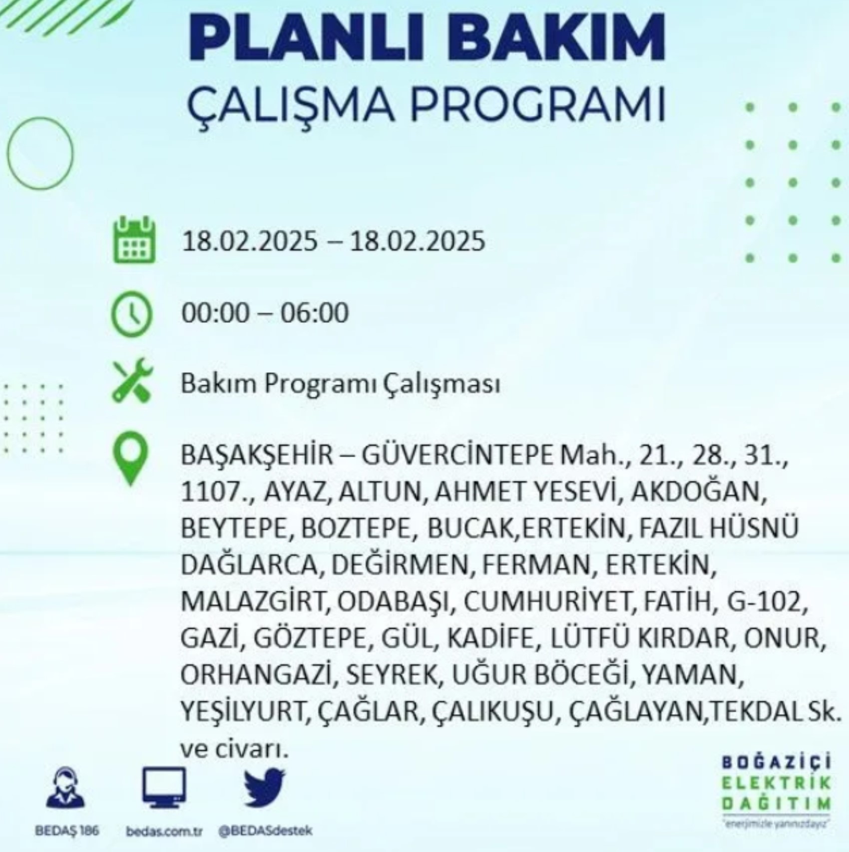 BEDAŞ açıkladı... İstanbul'da elektrik kesintisi: 18 Şubat'ta hangi mahalleler etkilenecek?