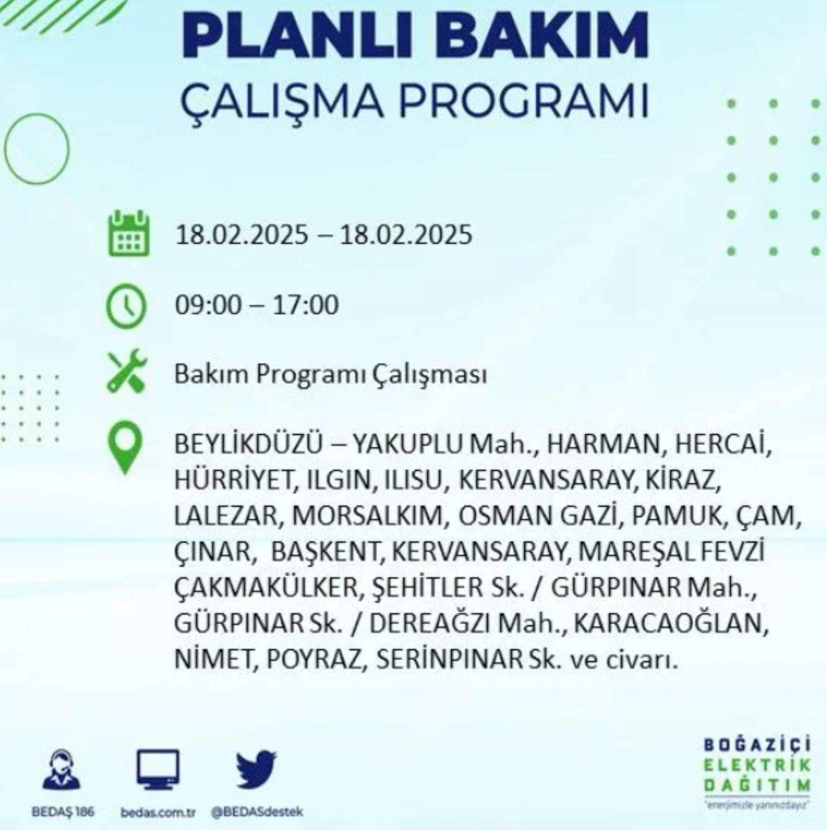 BEDAŞ açıkladı... İstanbul'da elektrik kesintisi: 18 Şubat'ta hangi mahalleler etkilenecek?