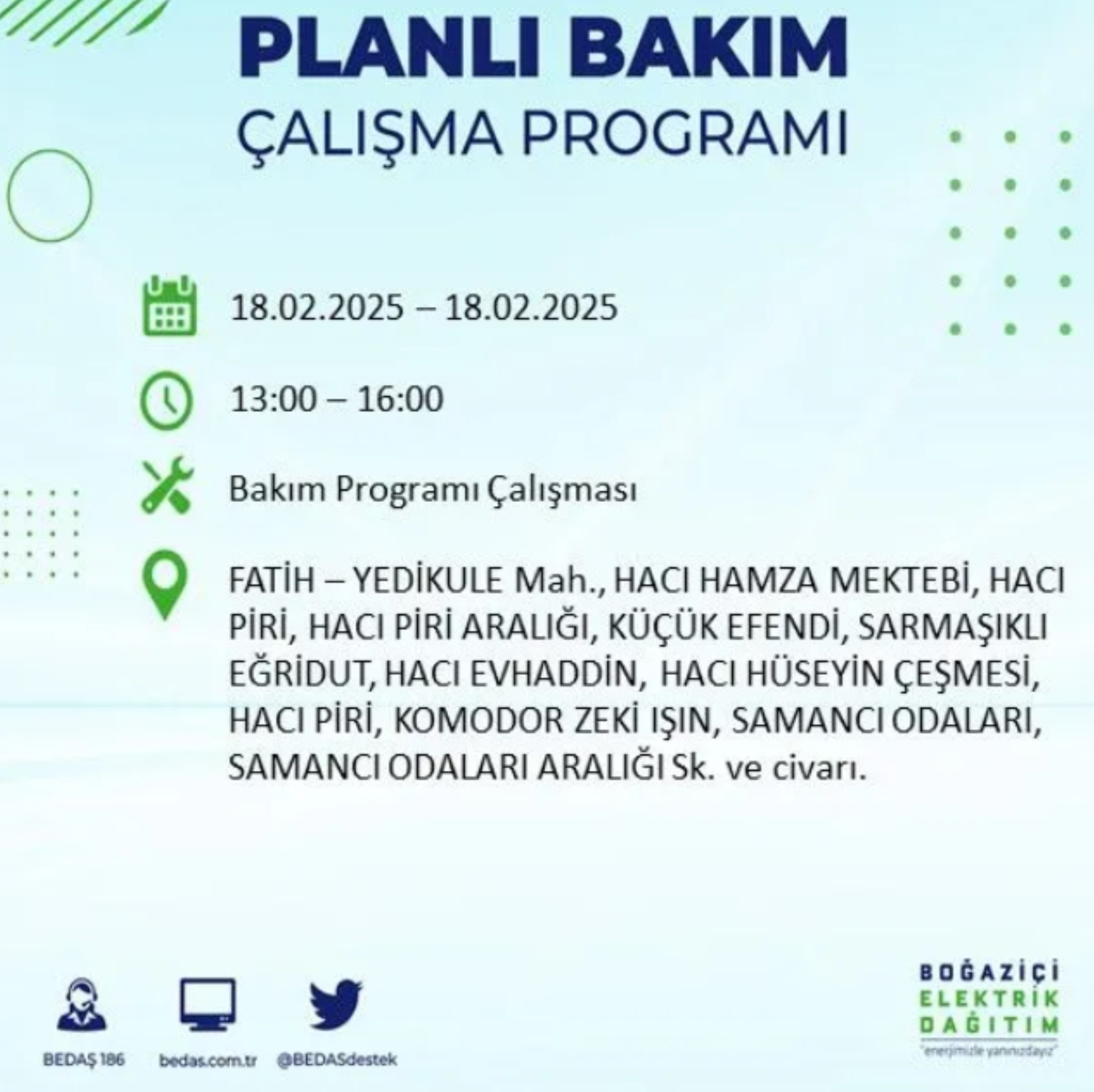 BEDAŞ açıkladı... İstanbul'da elektrik kesintisi: 18 Şubat'ta hangi mahalleler etkilenecek?