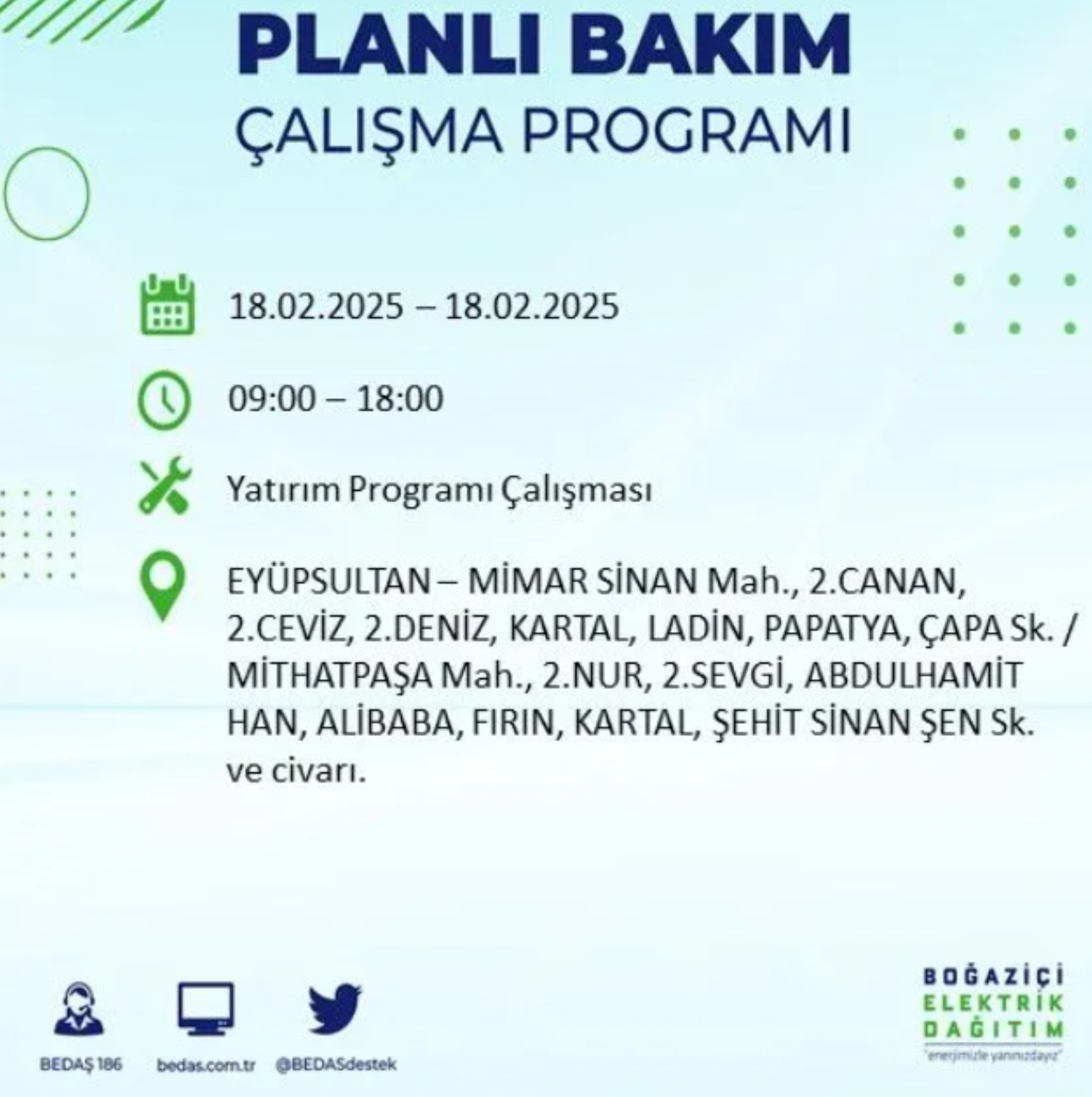 BEDAŞ açıkladı... İstanbul'da elektrik kesintisi: 18 Şubat'ta hangi mahalleler etkilenecek?