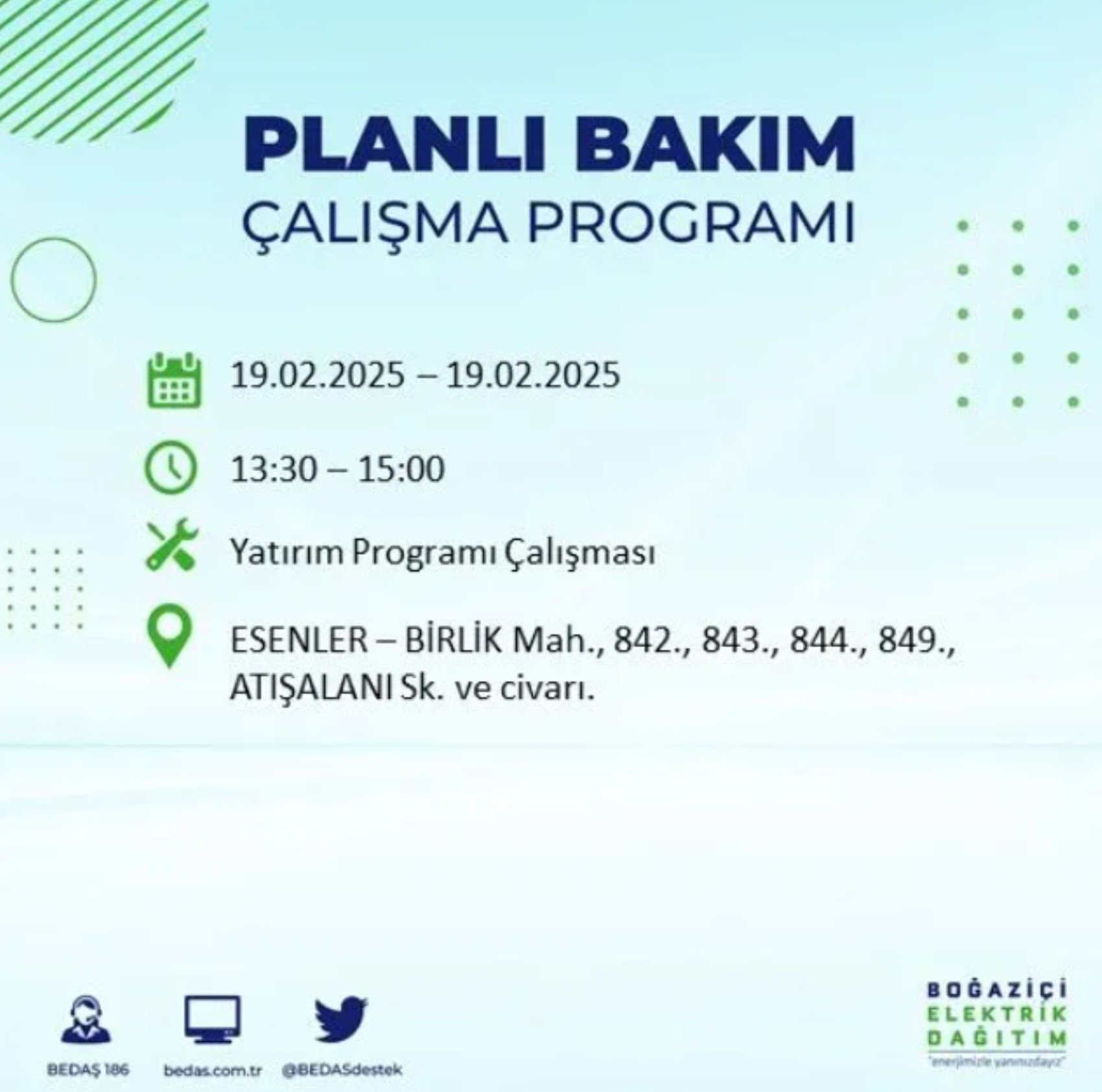 BEDAŞ açıkladı... İstanbul'da elektrik kesintisi: 19 Şubat'ta hangi mahalleler etkilenecek?