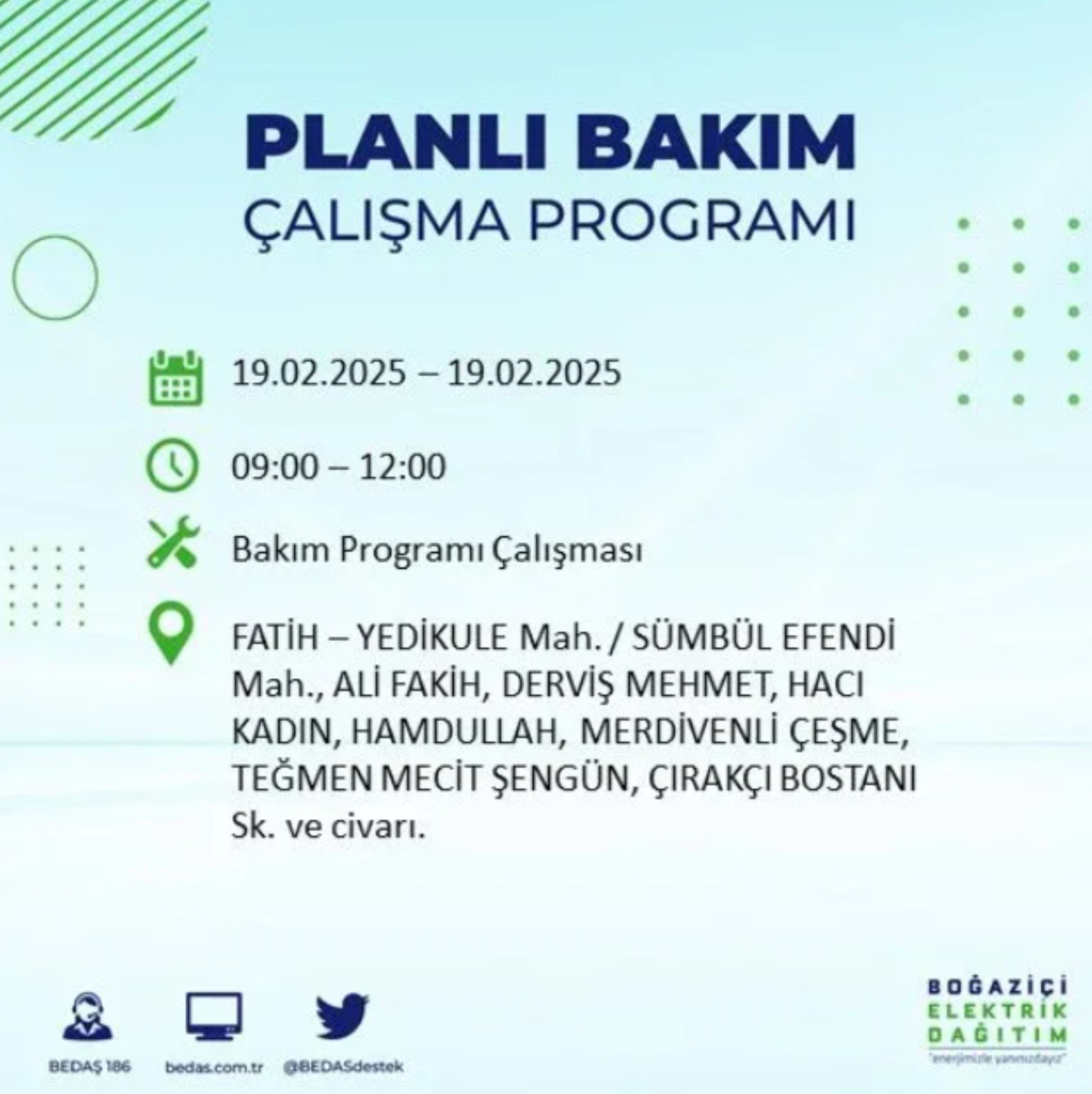 BEDAŞ açıkladı... İstanbul'da elektrik kesintisi: 19 Şubat'ta hangi mahalleler etkilenecek?