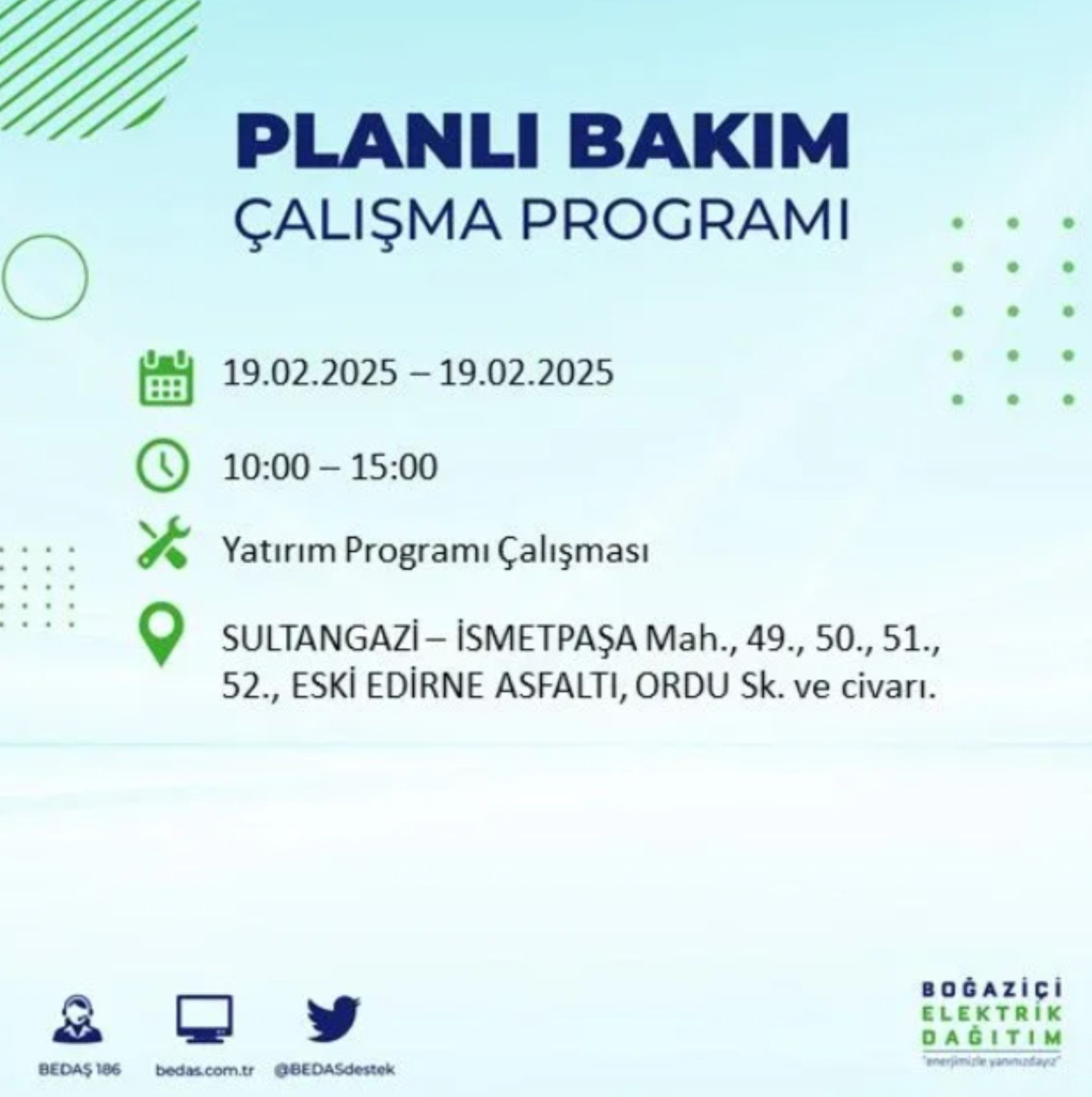 BEDAŞ açıkladı... İstanbul'da elektrik kesintisi: 19 Şubat'ta hangi mahalleler etkilenecek?