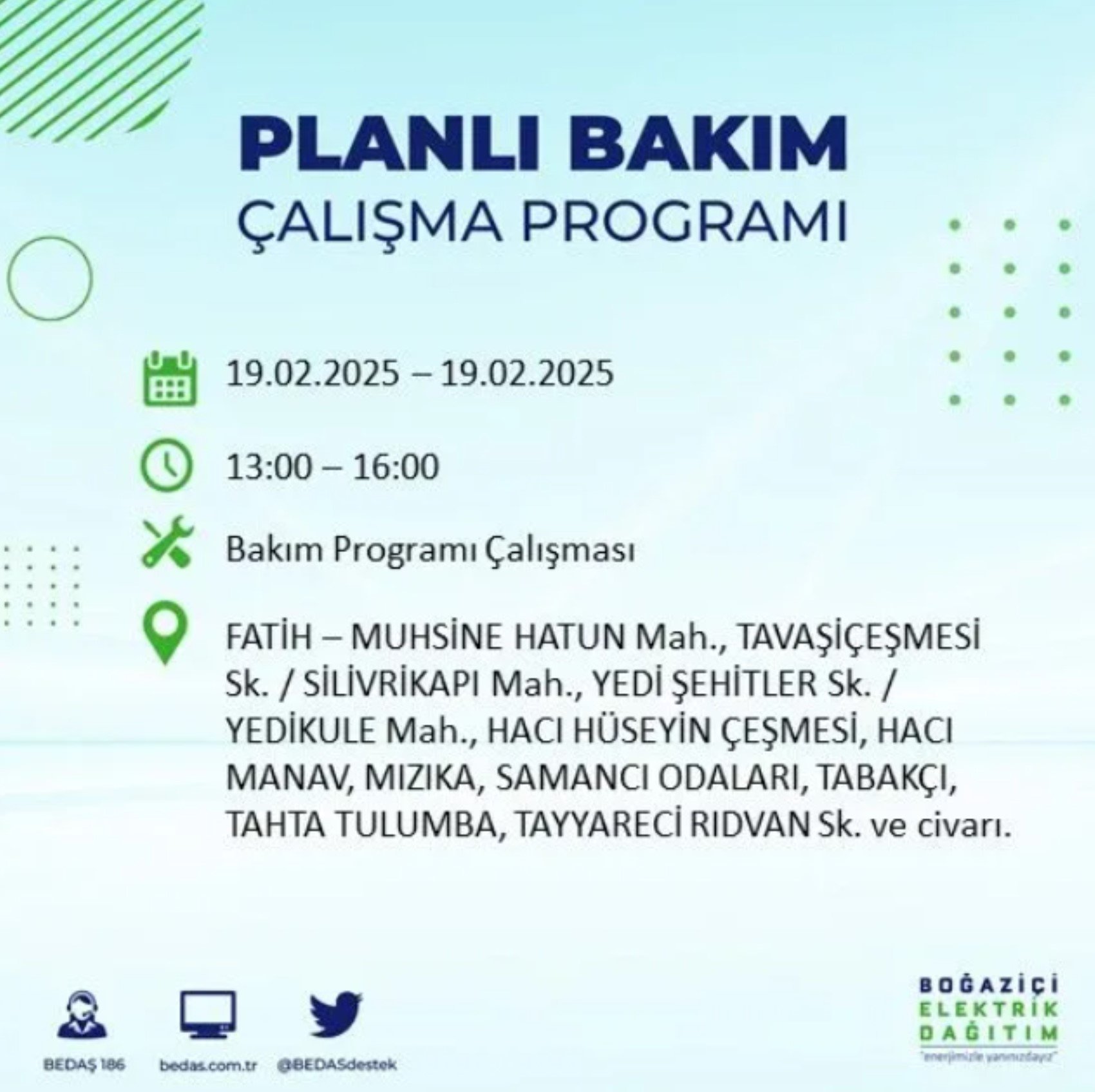 BEDAŞ açıkladı... İstanbul'da elektrik kesintisi: 19 Şubat'ta hangi mahalleler etkilenecek?