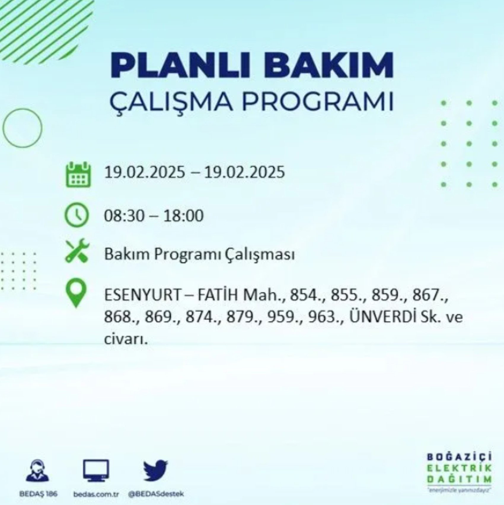 BEDAŞ açıkladı... İstanbul'da elektrik kesintisi: 19 Şubat'ta hangi mahalleler etkilenecek?