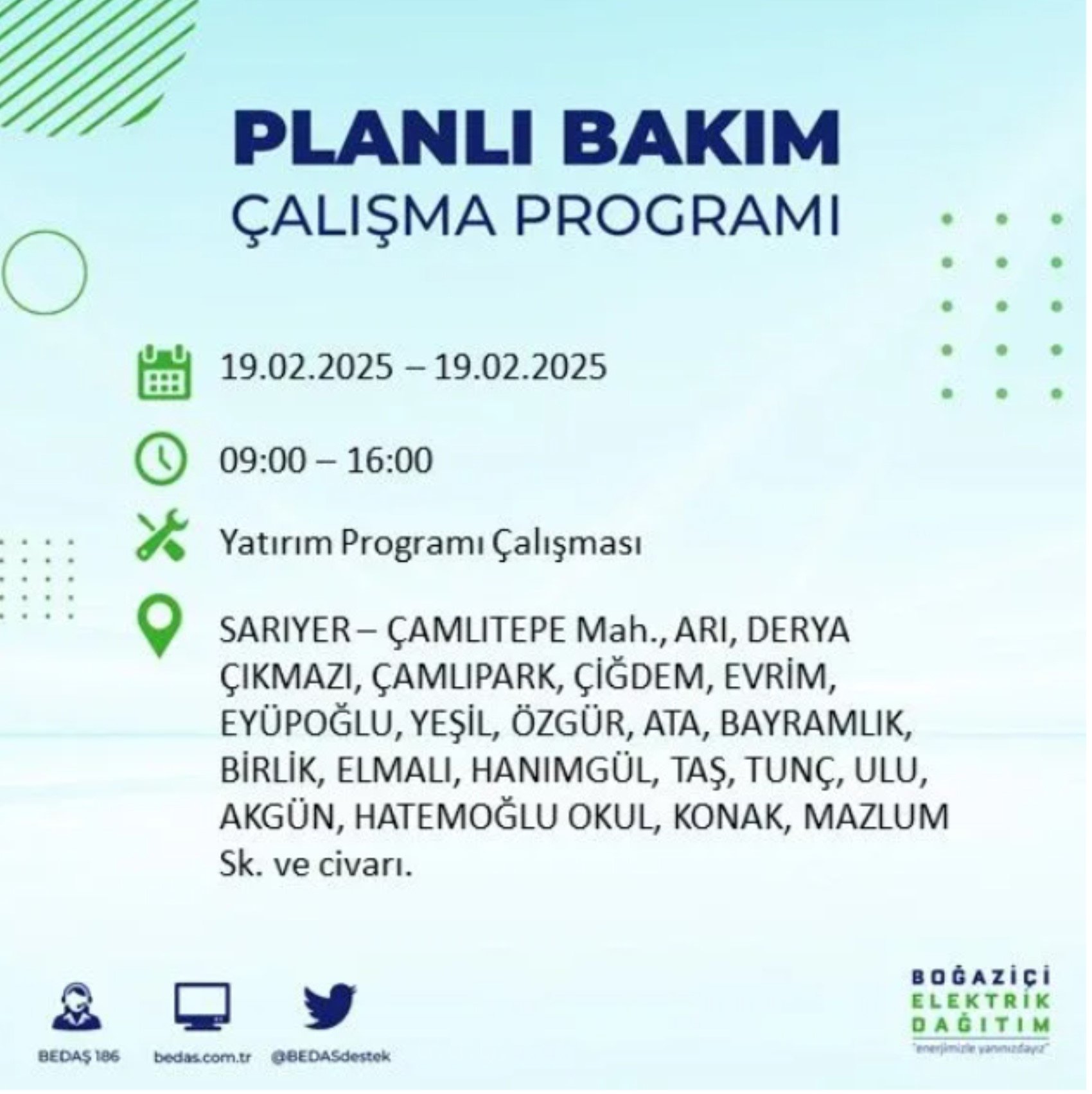 BEDAŞ açıkladı... İstanbul'da elektrik kesintisi: 19 Şubat'ta hangi mahalleler etkilenecek?