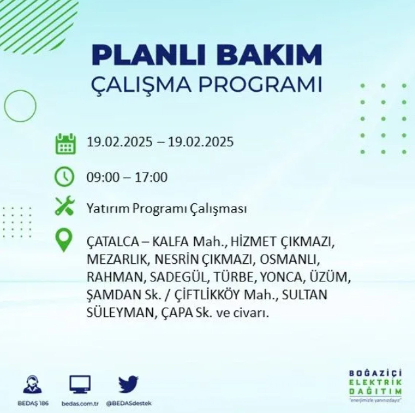 BEDAŞ açıkladı... İstanbul'da elektrik kesintisi: 19 Şubat'ta hangi mahalleler etkilenecek?