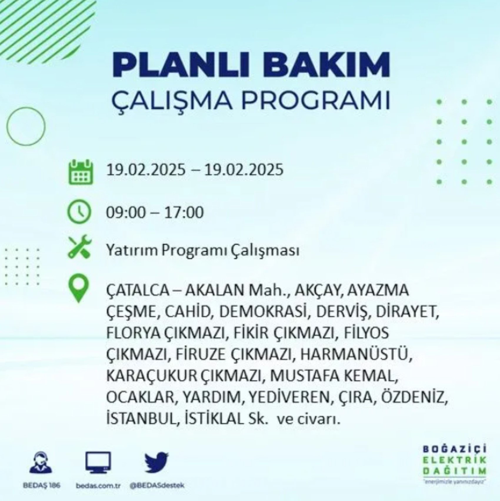 BEDAŞ açıkladı... İstanbul'da elektrik kesintisi: 19 Şubat'ta hangi mahalleler etkilenecek?