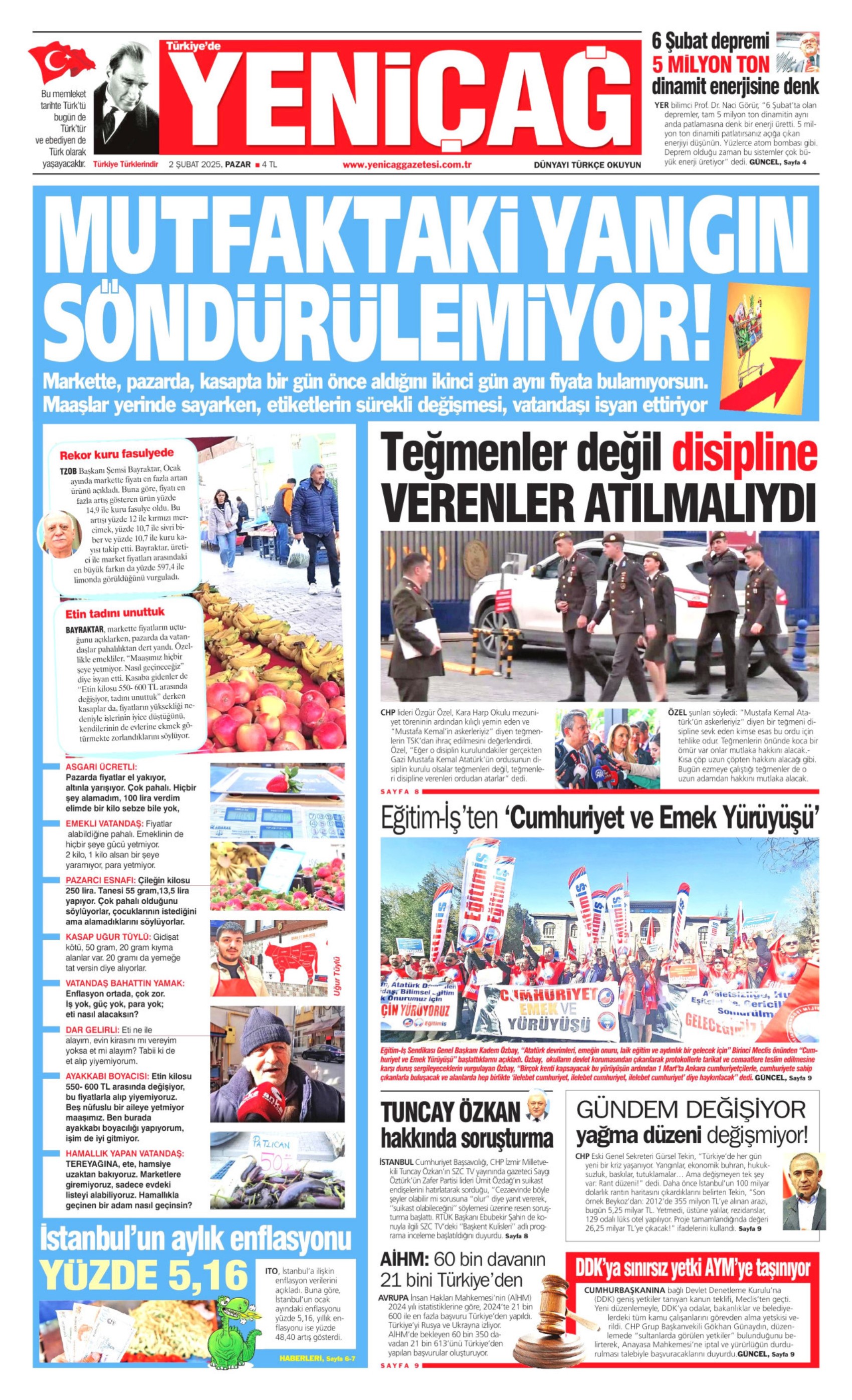 2 Şubat 2025 gazete manşetleri: ‘Teğmenleri ‘verilmeyen emre itaatsizlikten’ ihraç etmişler!'