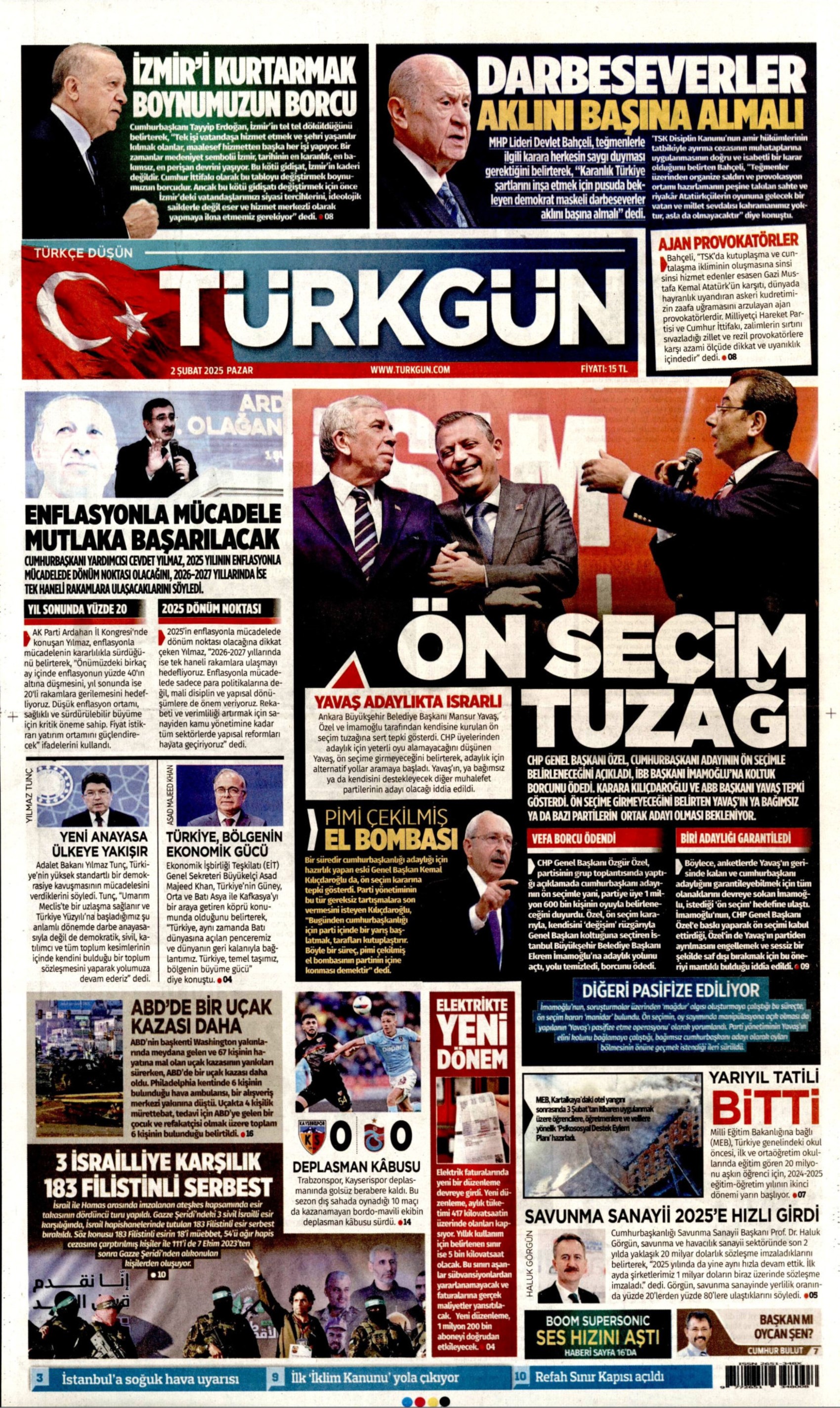 2 Şubat 2025 gazete manşetleri: ‘Teğmenleri ‘verilmeyen emre itaatsizlikten’ ihraç etmişler!'