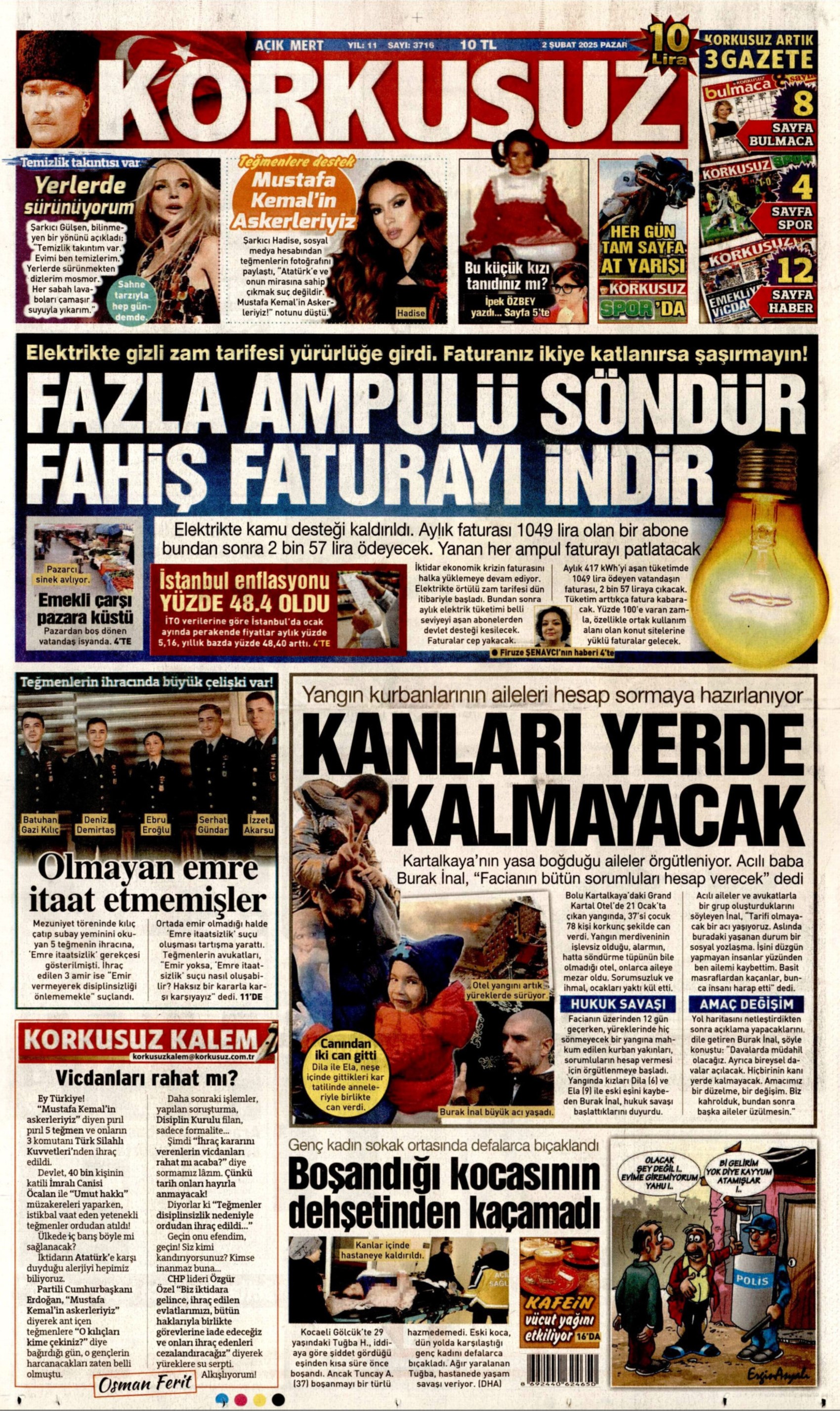 2 Şubat 2025 gazete manşetleri: ‘Teğmenleri ‘verilmeyen emre itaatsizlikten’ ihraç etmişler!'