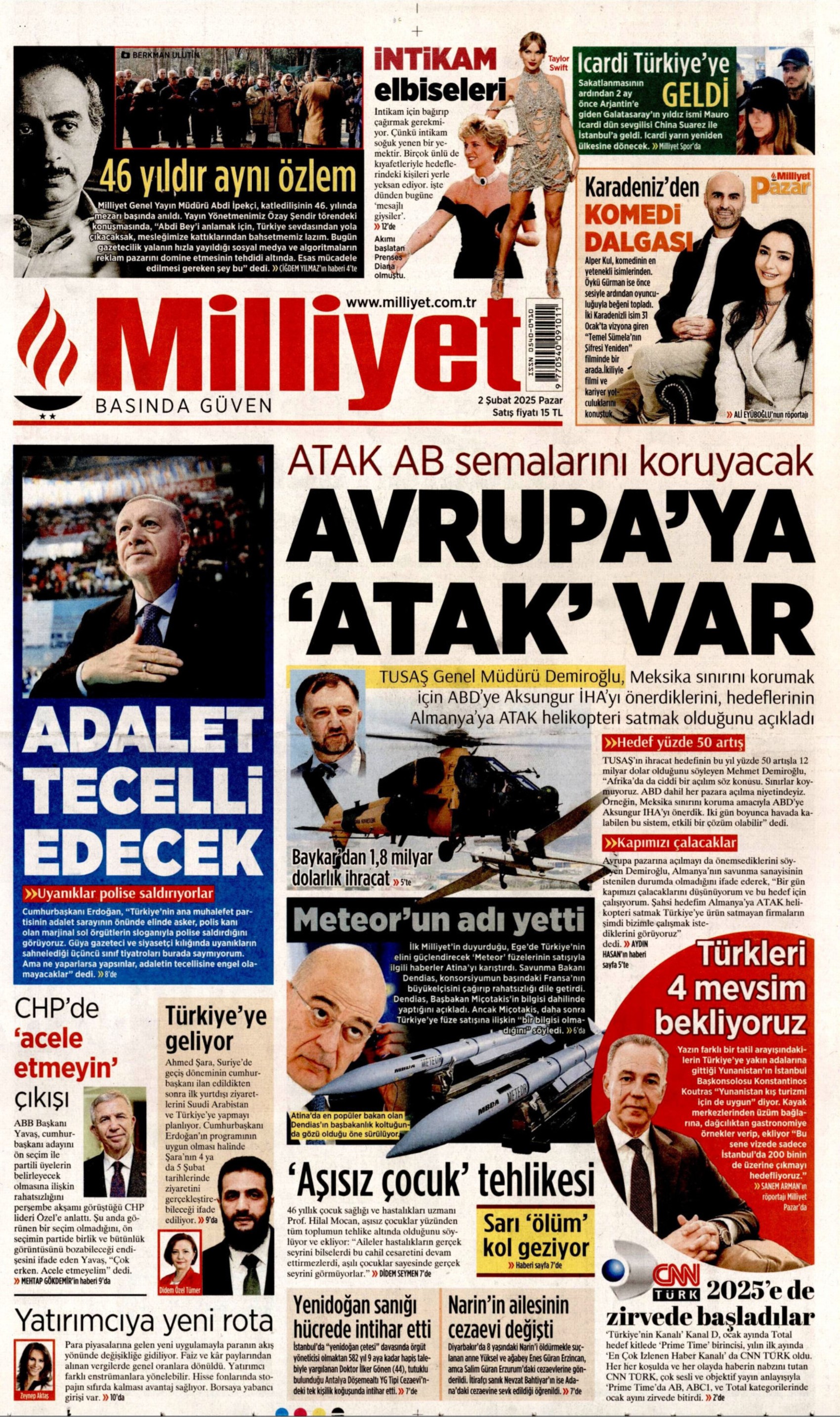 2 Şubat 2025 gazete manşetleri: ‘Teğmenleri ‘verilmeyen emre itaatsizlikten’ ihraç etmişler!'