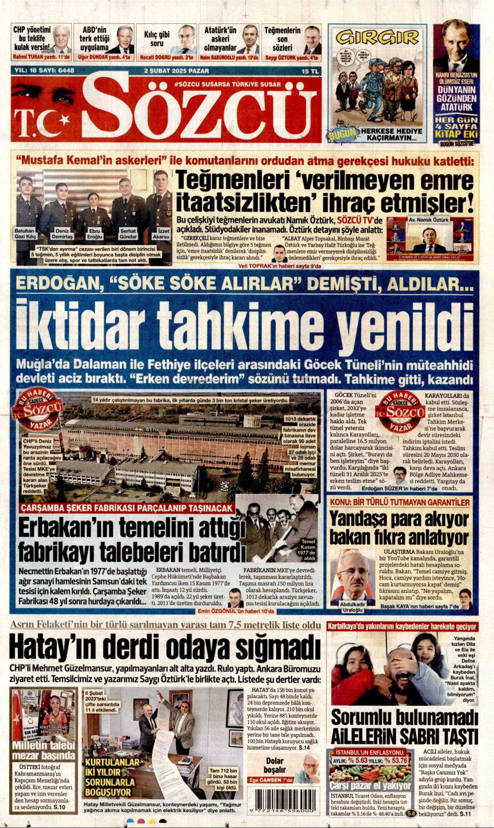 2 Şubat 2025 gazete manşetleri: ‘Teğmenleri ‘verilmeyen emre itaatsizlikten’ ihraç etmişler!'
