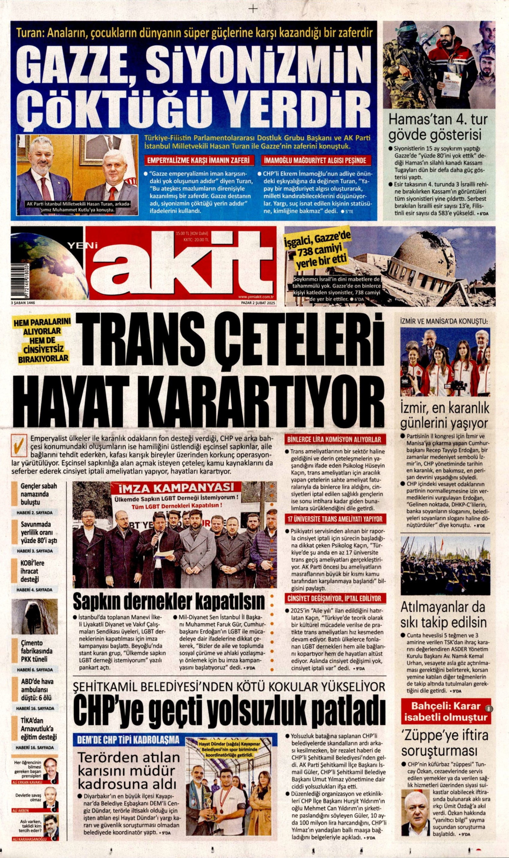2 Şubat 2025 gazete manşetleri: ‘Teğmenleri ‘verilmeyen emre itaatsizlikten’ ihraç etmişler!'