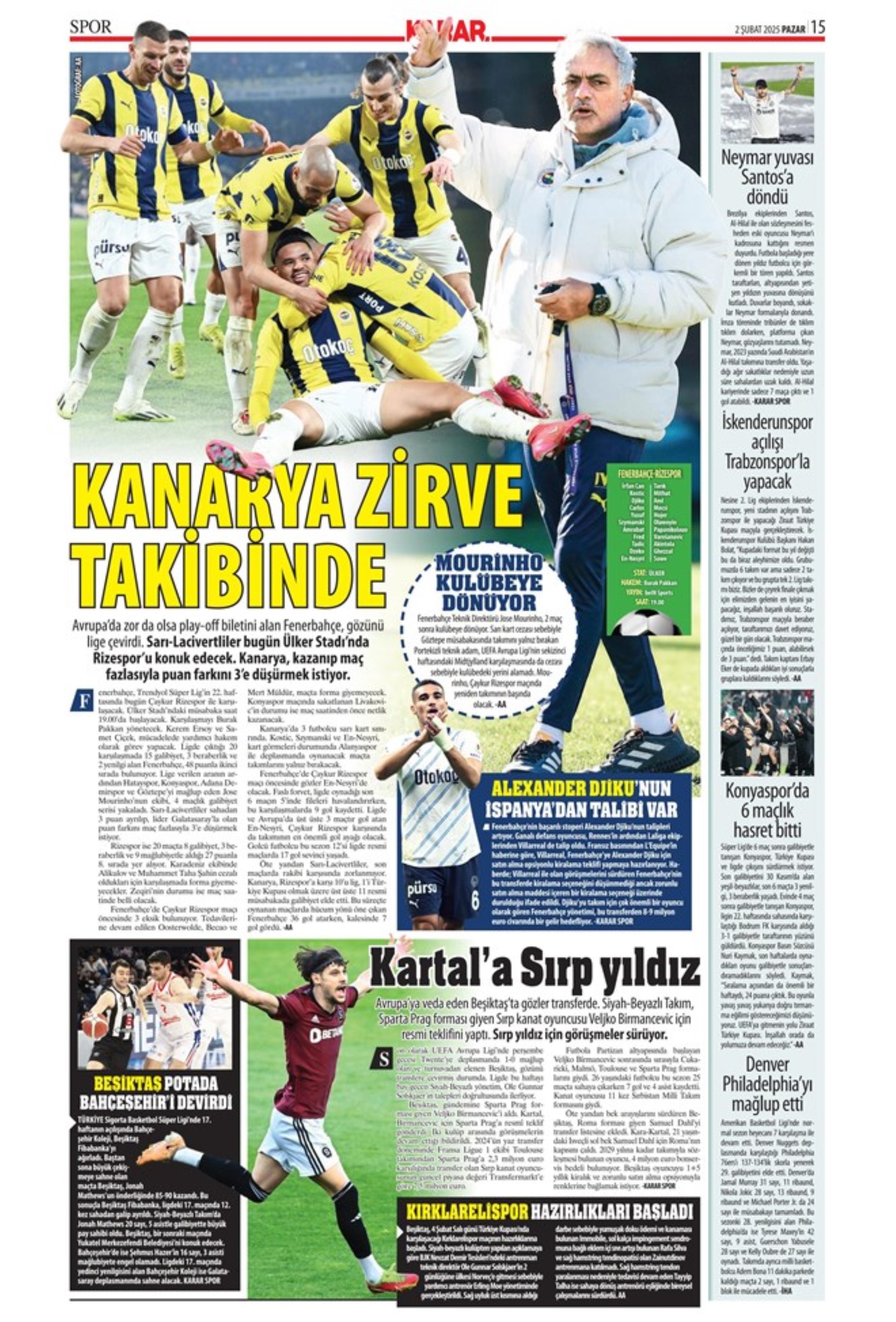 Sporun manşetleri: Fenerbahçe'de hareketli saatler: Maximin 'out' Son 'in'