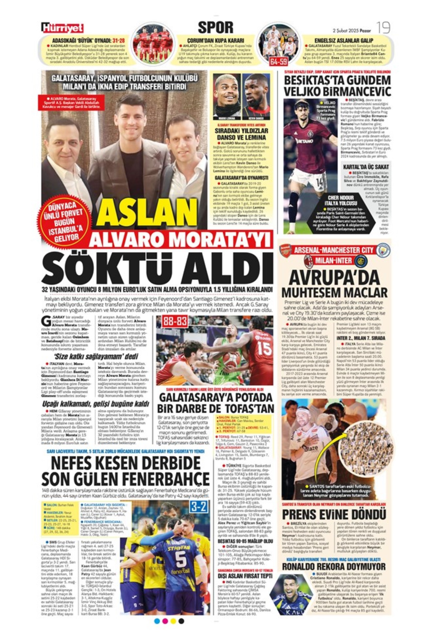 Sporun manşetleri: Fenerbahçe'de hareketli saatler: Maximin 'out' Son 'in'