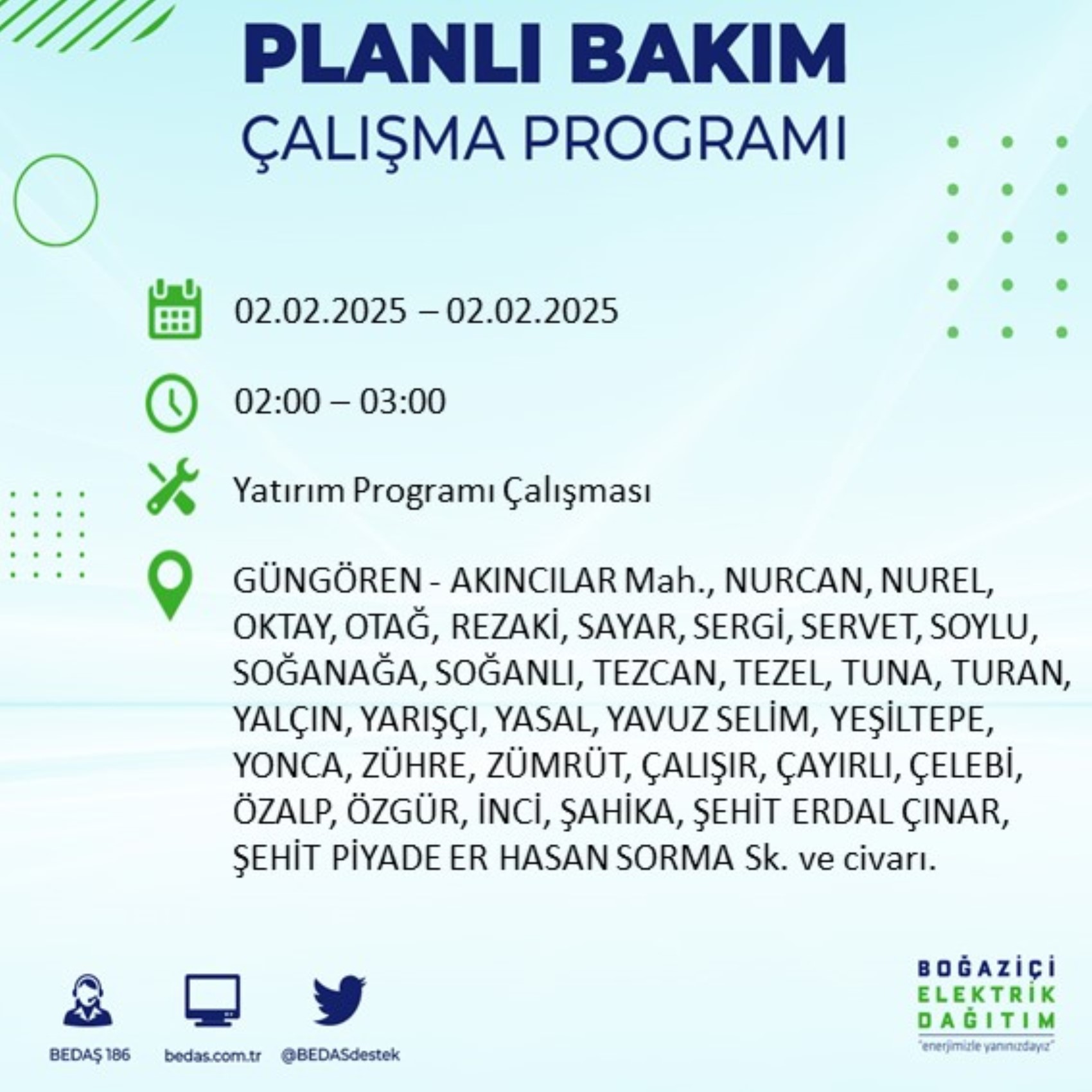 BEDAŞ açıkladı... İstanbul'da elektrik kesintisi: 2 Şubat'ta hangi mahalleler etkilenecek?