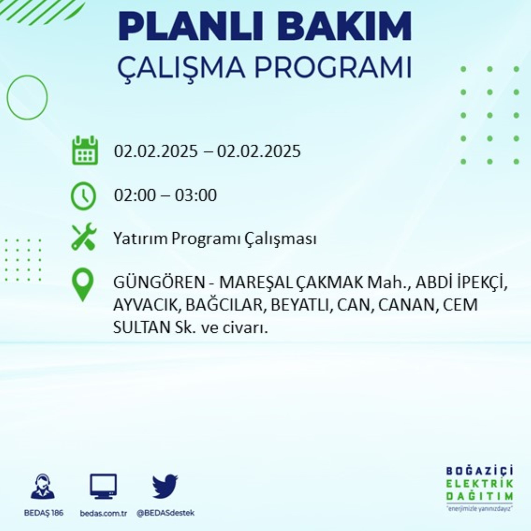 BEDAŞ açıkladı... İstanbul'da elektrik kesintisi: 2 Şubat'ta hangi mahalleler etkilenecek?