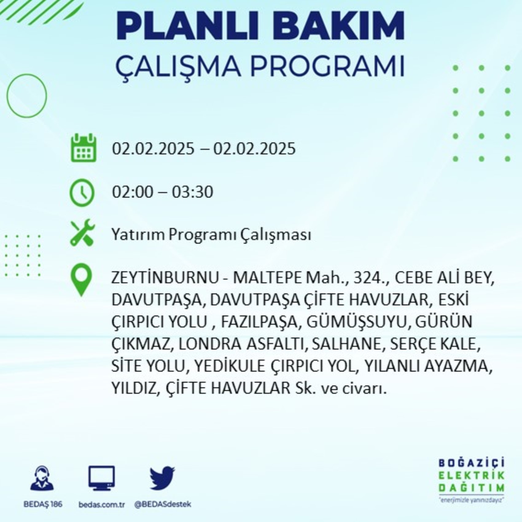 BEDAŞ açıkladı... İstanbul'da elektrik kesintisi: 2 Şubat'ta hangi mahalleler etkilenecek?