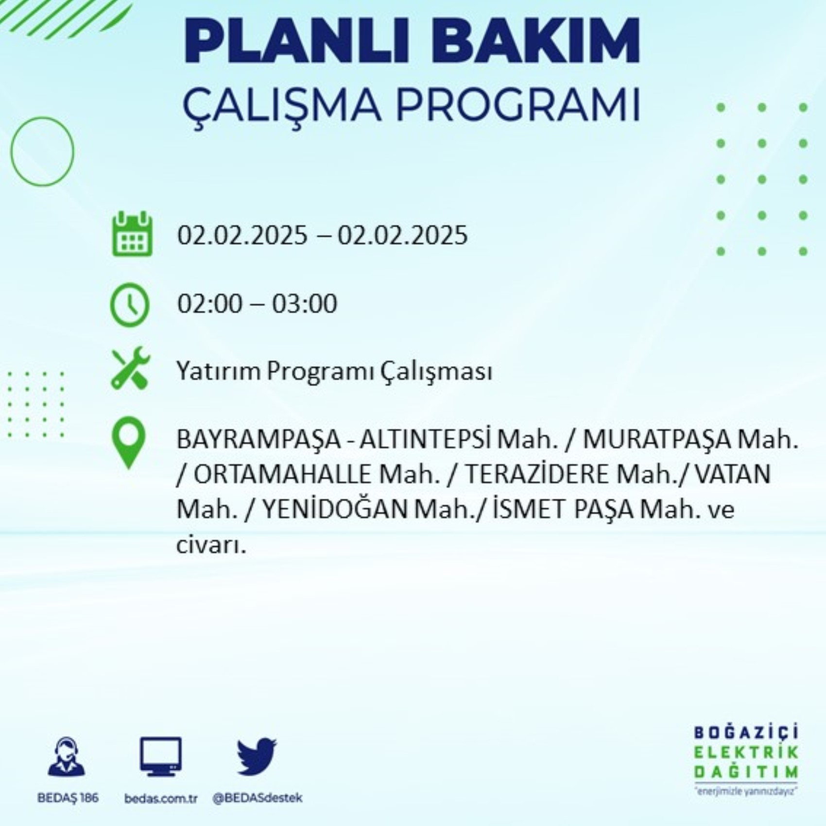 BEDAŞ açıkladı... İstanbul'da elektrik kesintisi: 2 Şubat'ta hangi mahalleler etkilenecek?