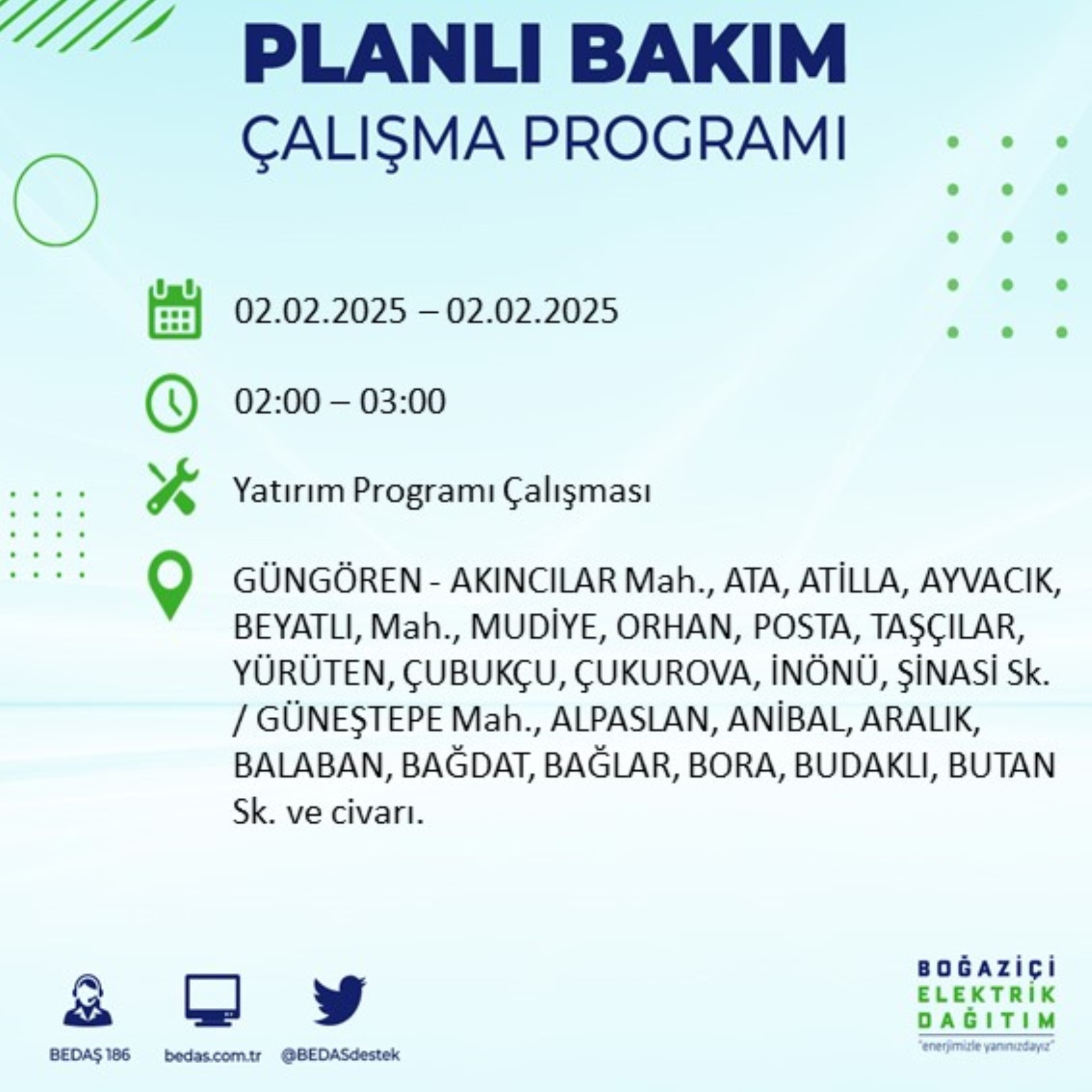 BEDAŞ açıkladı... İstanbul'da elektrik kesintisi: 2 Şubat'ta hangi mahalleler etkilenecek?