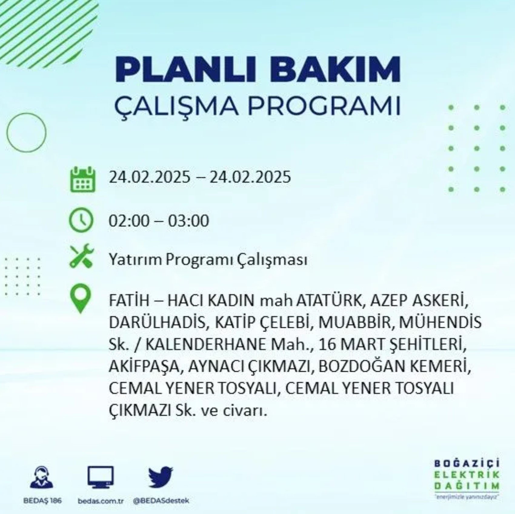 BEDAŞ açıkladı... İstanbul'da elektrik kesintisi: 24 Şubat'ta hangi mahalleler etkilenecek?