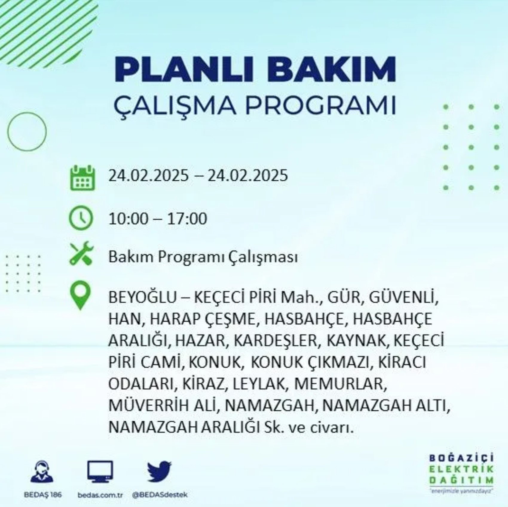 BEDAŞ açıkladı... İstanbul'da elektrik kesintisi: 24 Şubat'ta hangi mahalleler etkilenecek?