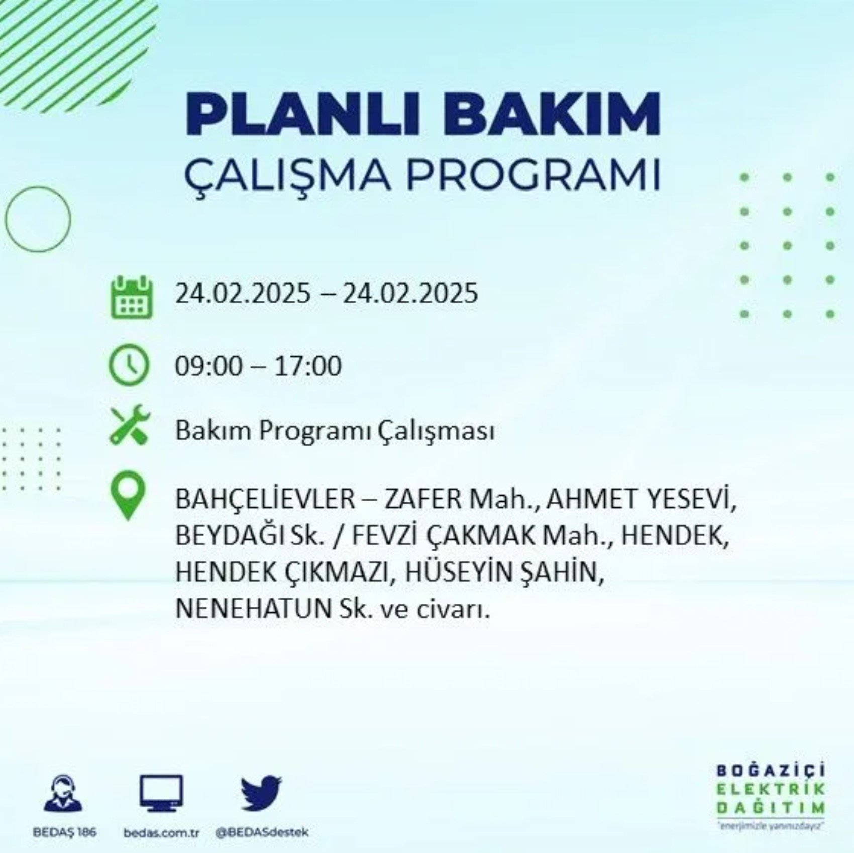 BEDAŞ açıkladı... İstanbul'da elektrik kesintisi: 24 Şubat'ta hangi mahalleler etkilenecek?