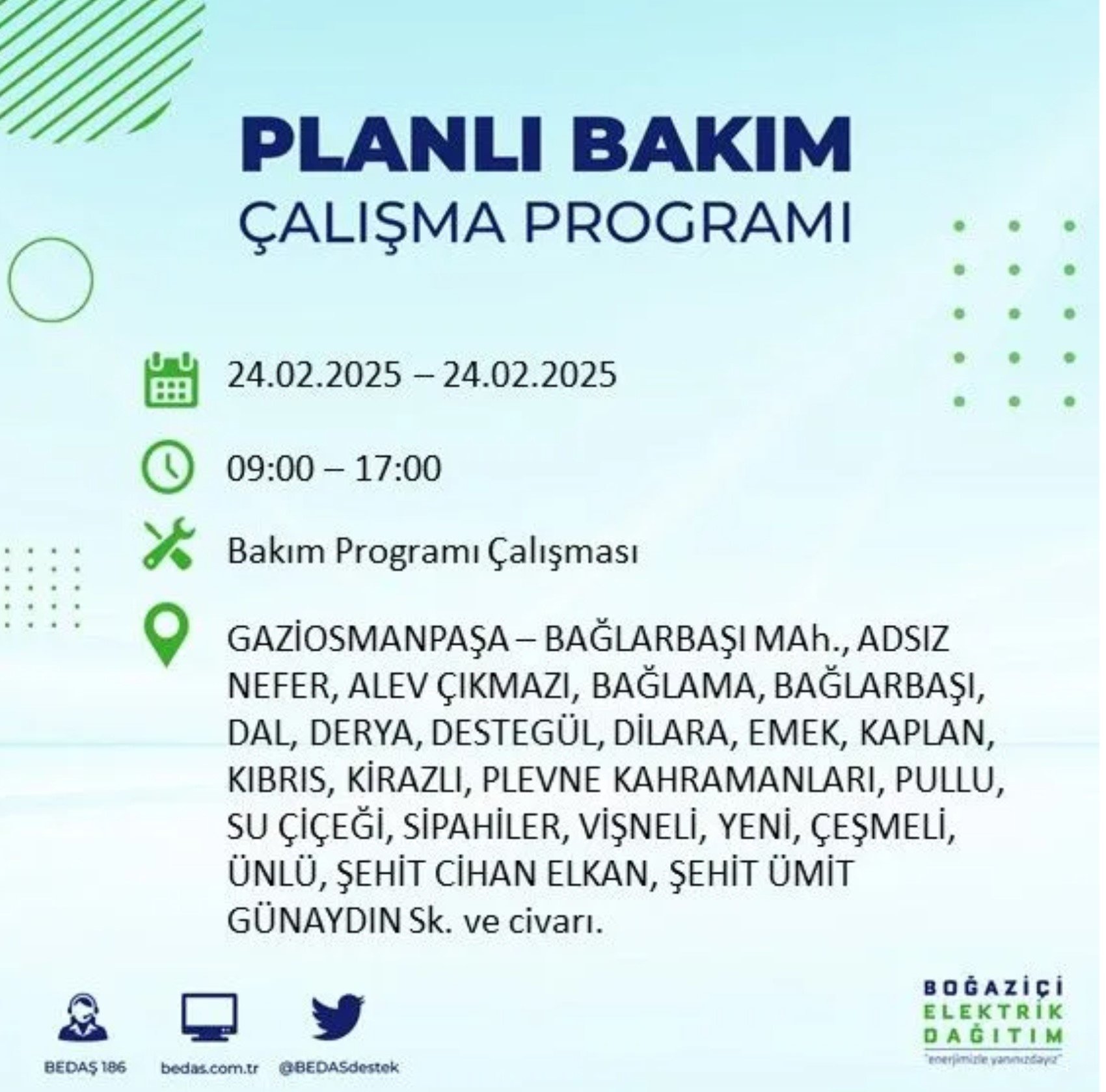 BEDAŞ açıkladı... İstanbul'da elektrik kesintisi: 24 Şubat'ta hangi mahalleler etkilenecek?