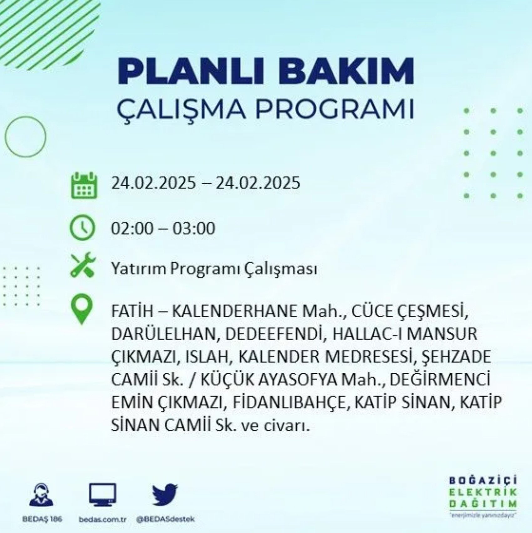 BEDAŞ açıkladı... İstanbul'da elektrik kesintisi: 24 Şubat'ta hangi mahalleler etkilenecek?