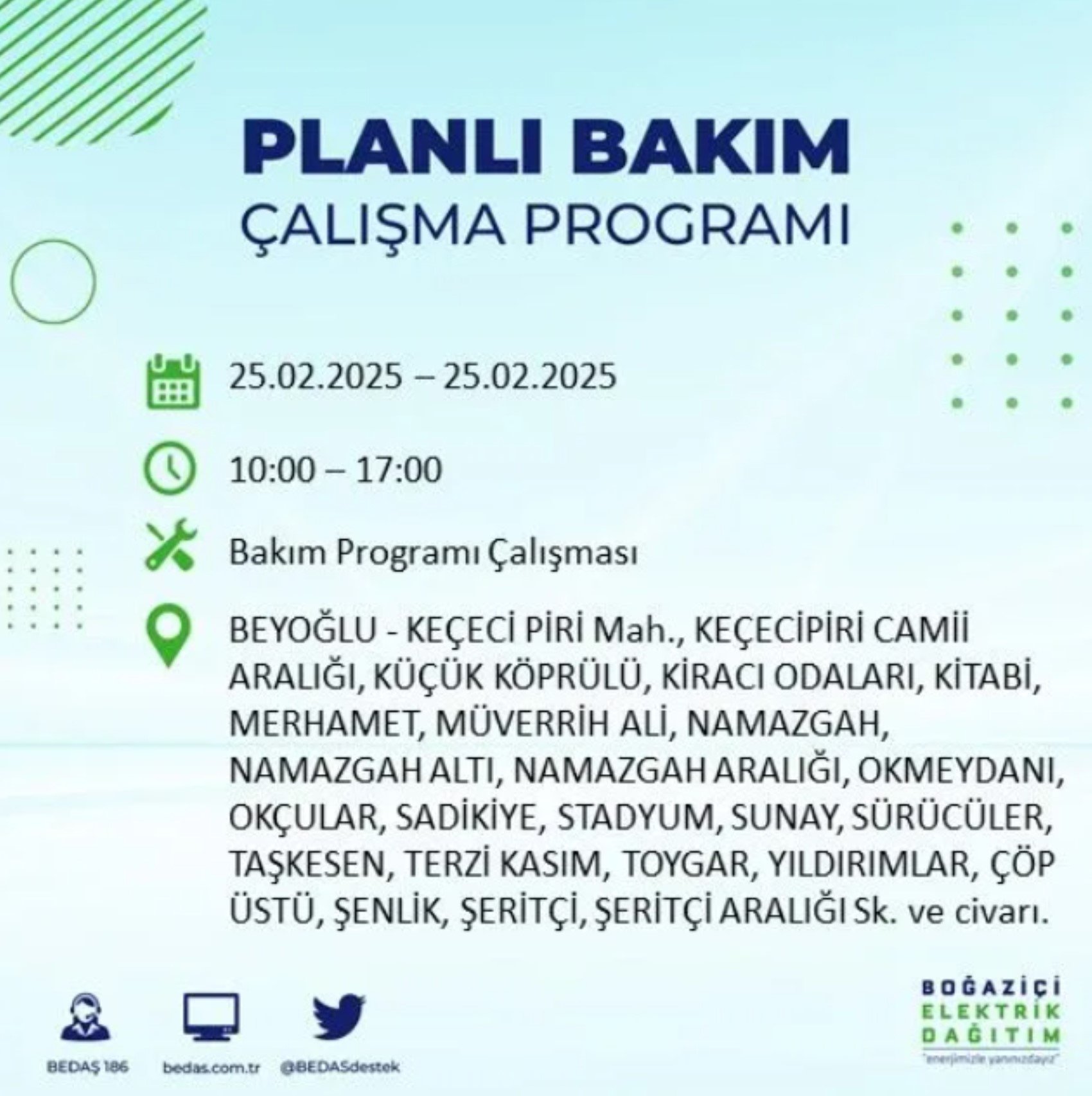 BEDAŞ açıkladı... İstanbul'da elektrik kesintisi: 25 Şubat'ta hangi mahalleler etkilenecek?