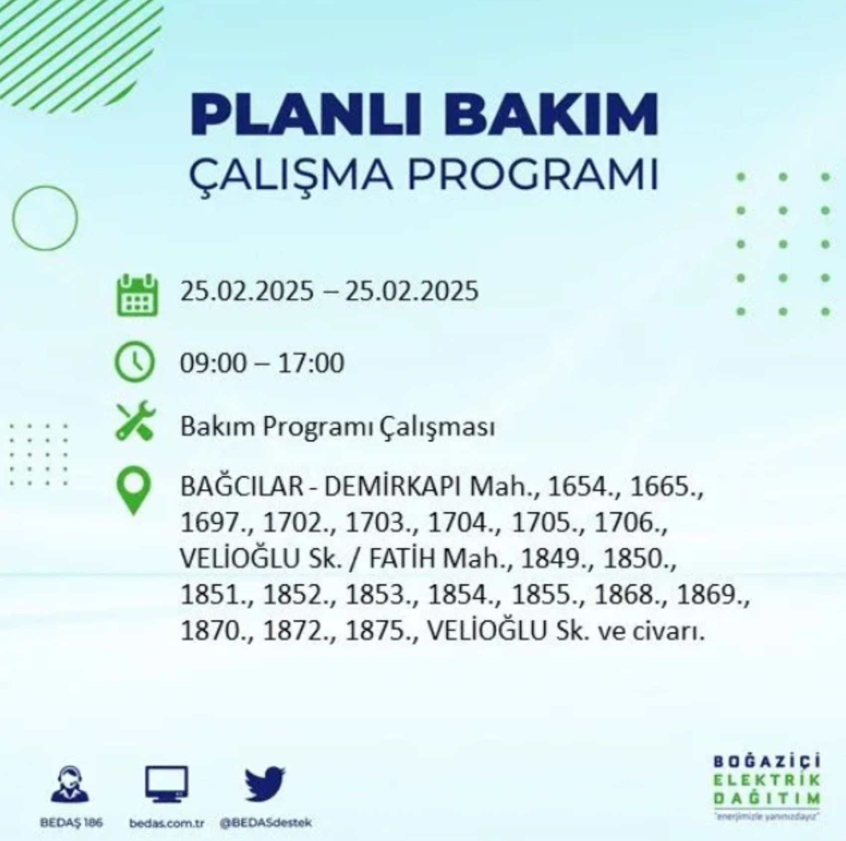 BEDAŞ açıkladı... İstanbul'da elektrik kesintisi: 25 Şubat'ta hangi mahalleler etkilenecek?