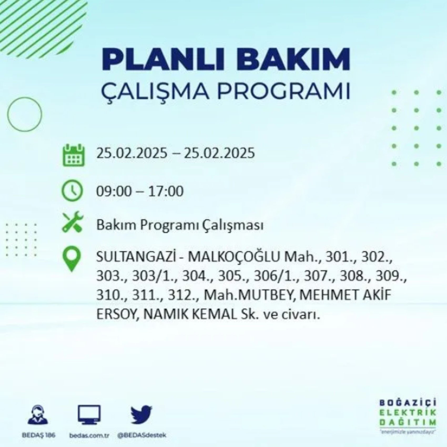 BEDAŞ açıkladı... İstanbul'da elektrik kesintisi: 25 Şubat'ta hangi mahalleler etkilenecek?