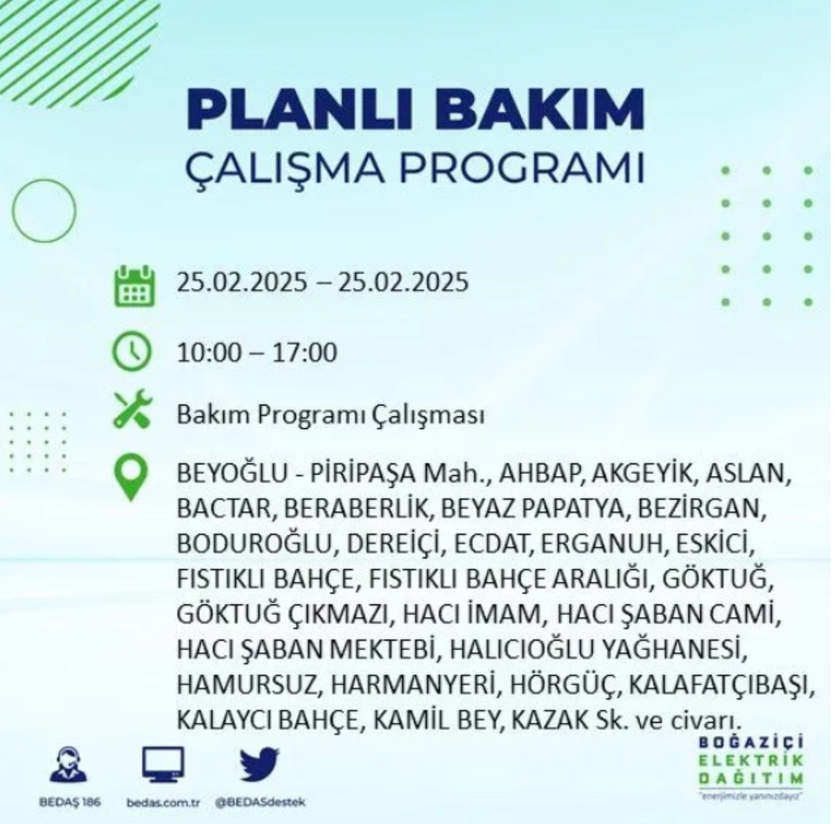 BEDAŞ açıkladı... İstanbul'da elektrik kesintisi: 25 Şubat'ta hangi mahalleler etkilenecek?