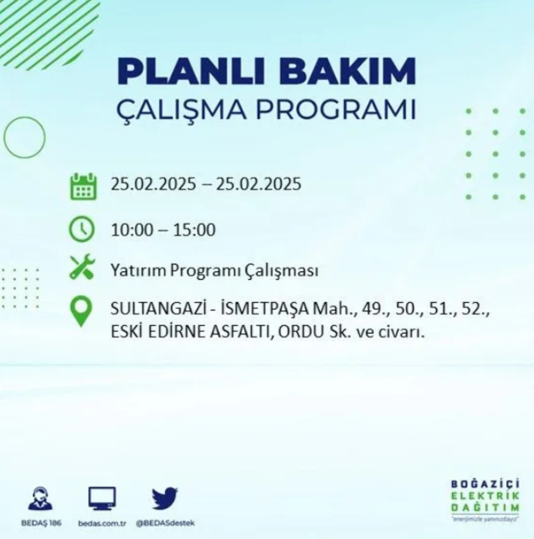 BEDAŞ açıkladı... İstanbul'da elektrik kesintisi: 25 Şubat'ta hangi mahalleler etkilenecek?