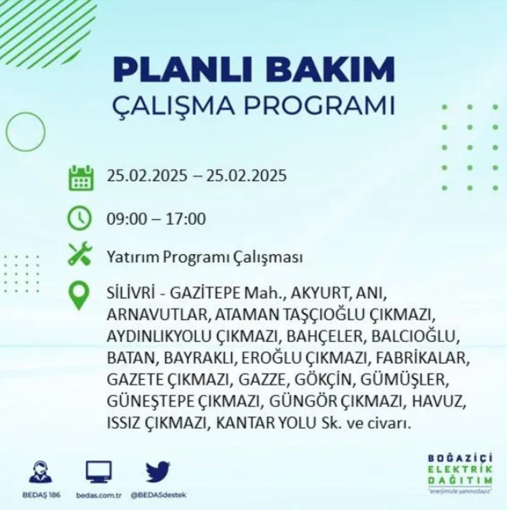 BEDAŞ açıkladı... İstanbul'da elektrik kesintisi: 25 Şubat'ta hangi mahalleler etkilenecek?