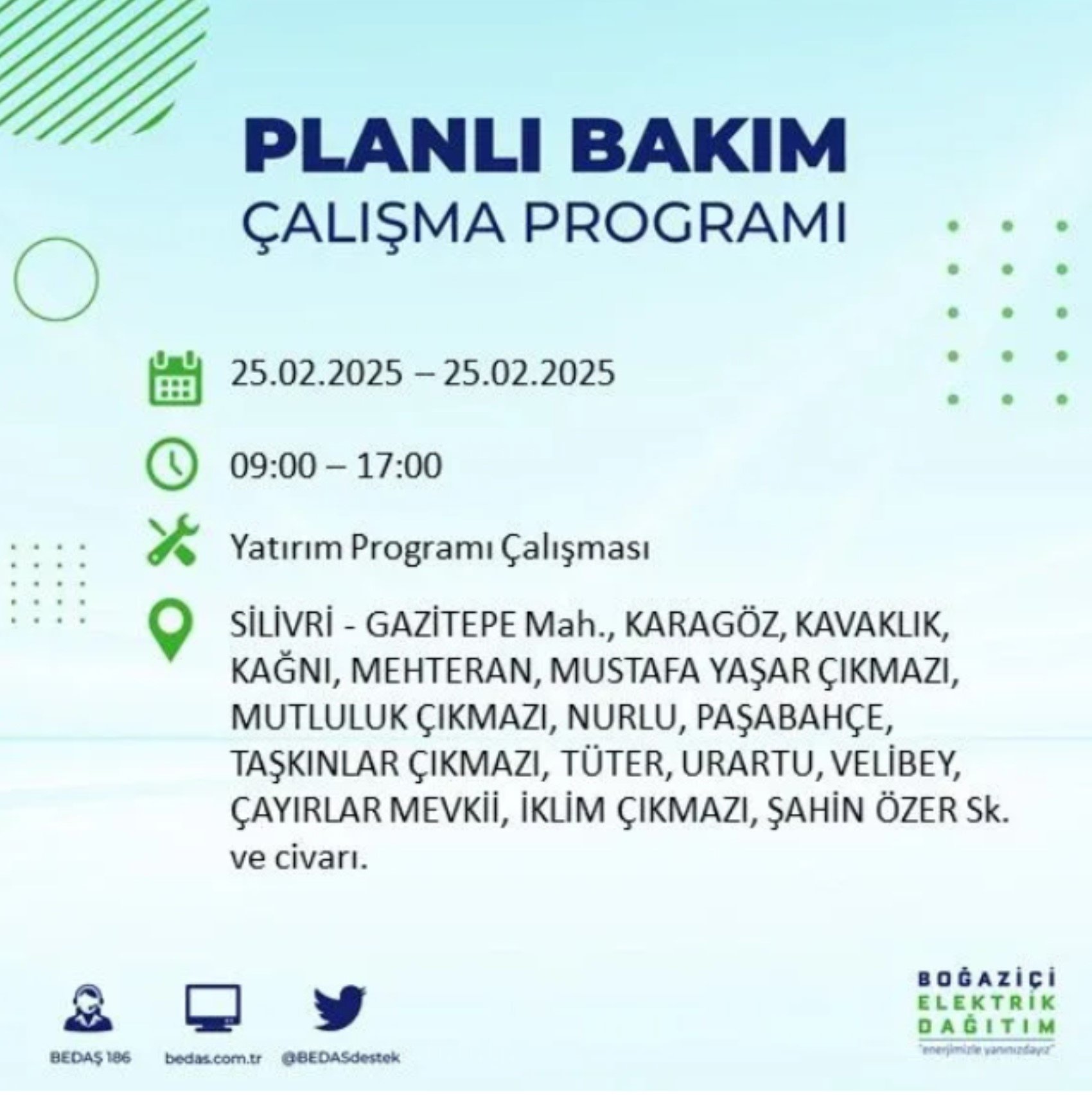 BEDAŞ açıkladı... İstanbul'da elektrik kesintisi: 25 Şubat'ta hangi mahalleler etkilenecek?