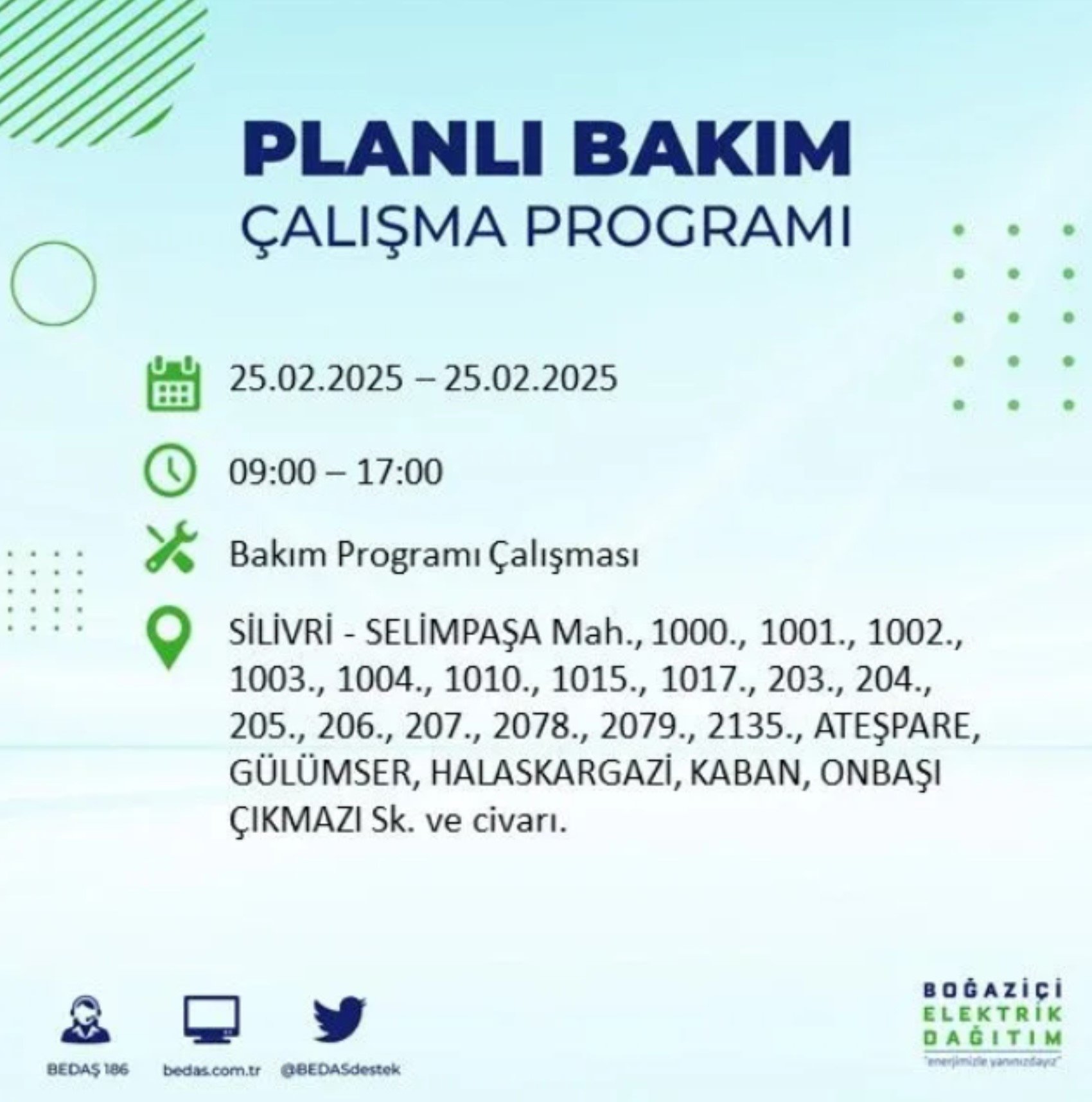 BEDAŞ açıkladı... İstanbul'da elektrik kesintisi: 25 Şubat'ta hangi mahalleler etkilenecek?