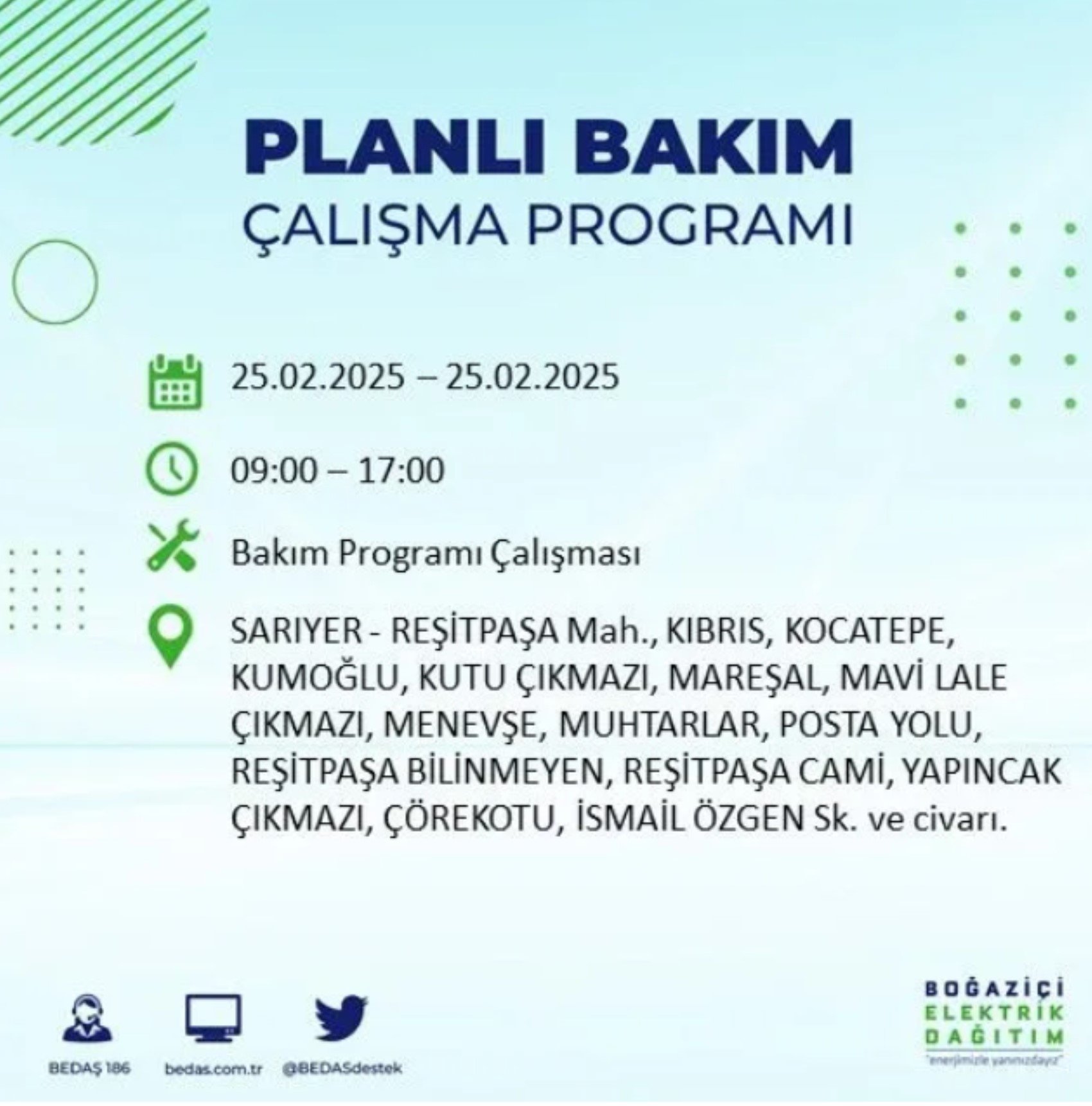 BEDAŞ açıkladı... İstanbul'da elektrik kesintisi: 25 Şubat'ta hangi mahalleler etkilenecek?