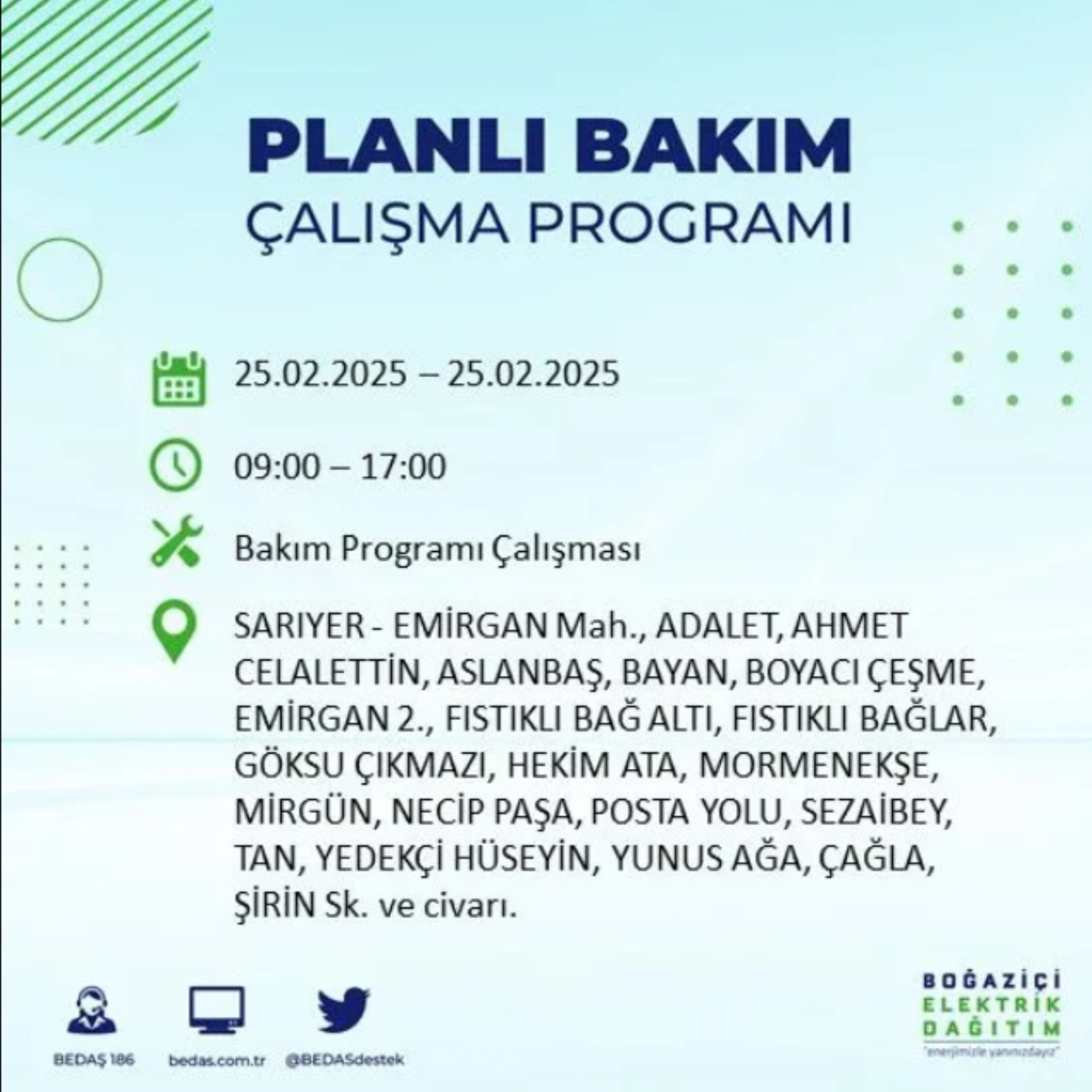 BEDAŞ açıkladı... İstanbul'da elektrik kesintisi: 25 Şubat'ta hangi mahalleler etkilenecek?