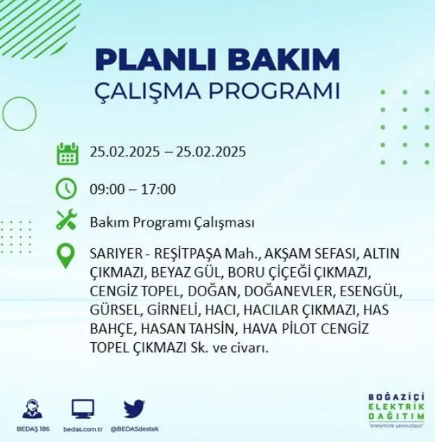 BEDAŞ açıkladı... İstanbul'da elektrik kesintisi: 25 Şubat'ta hangi mahalleler etkilenecek?