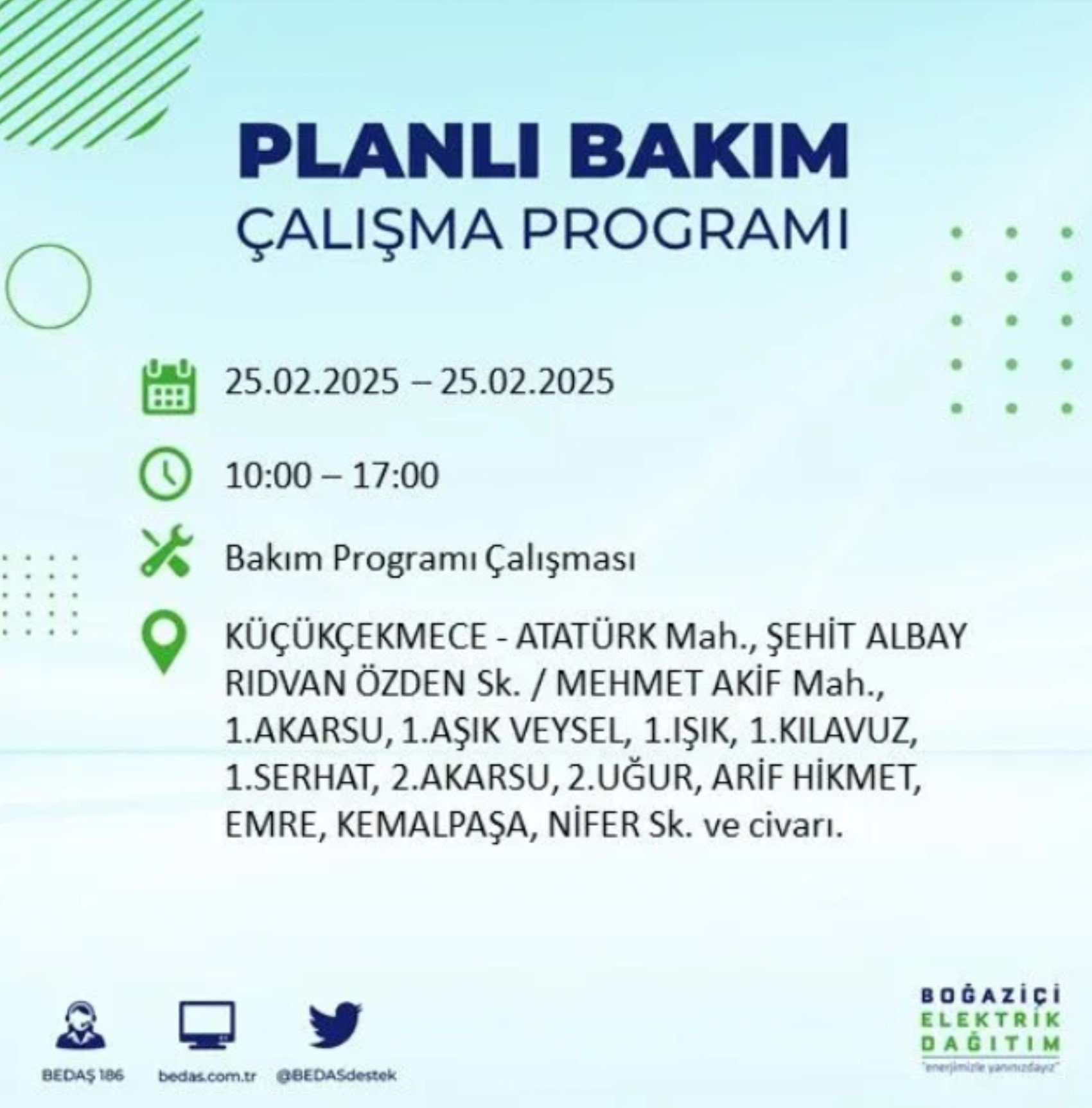 BEDAŞ açıkladı... İstanbul'da elektrik kesintisi: 25 Şubat'ta hangi mahalleler etkilenecek?