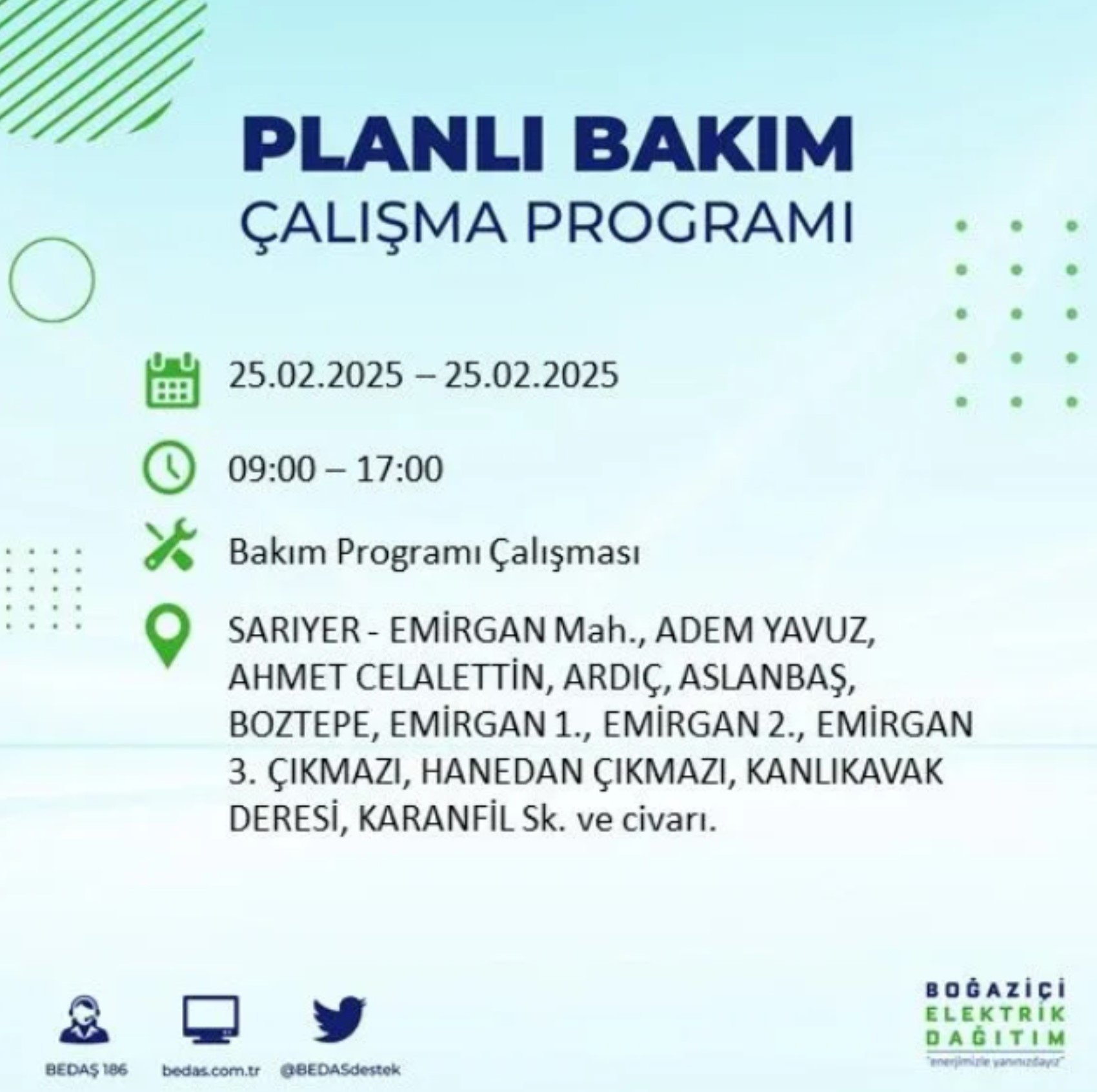 BEDAŞ açıkladı... İstanbul'da elektrik kesintisi: 25 Şubat'ta hangi mahalleler etkilenecek?