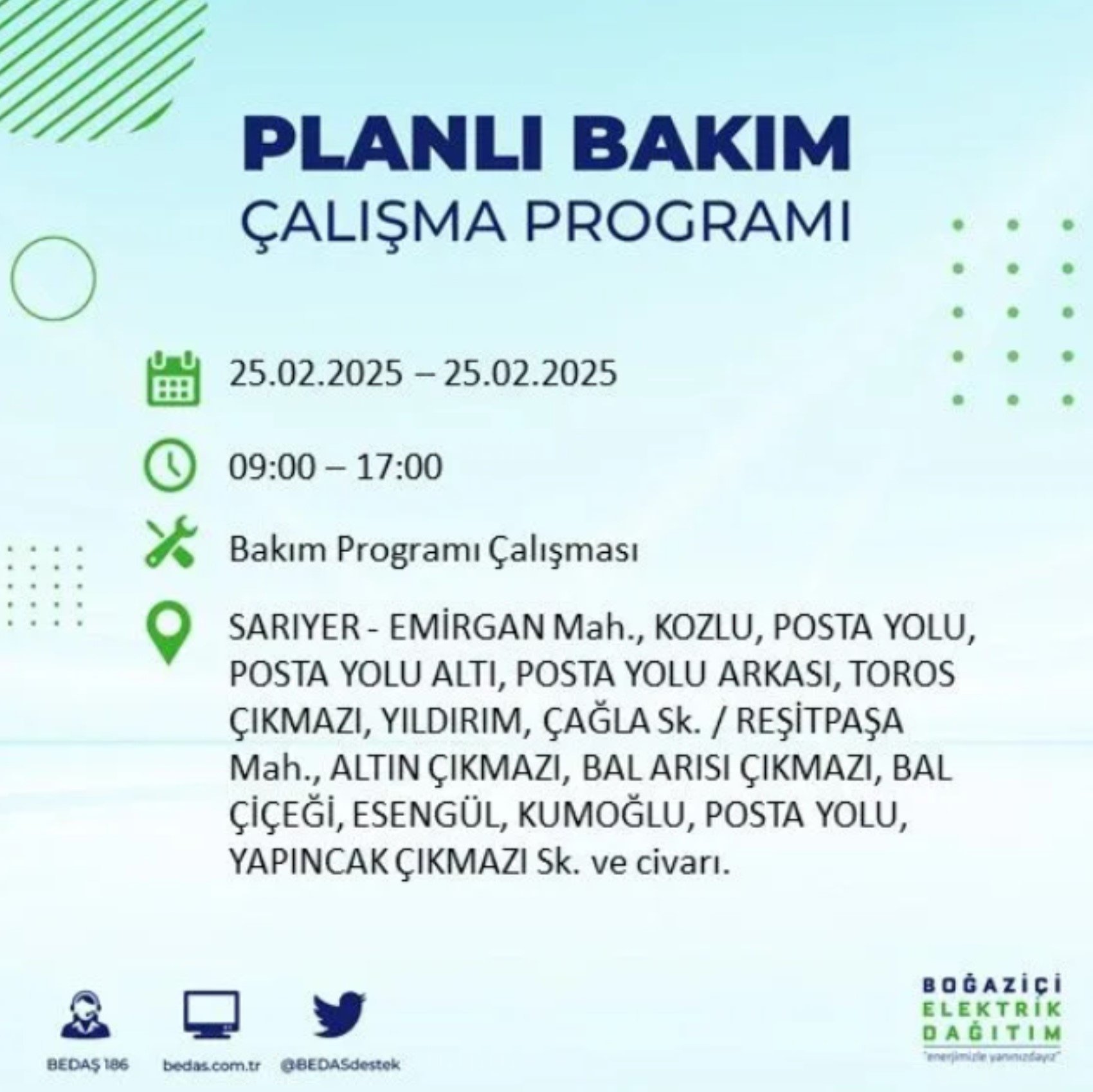 BEDAŞ açıkladı... İstanbul'da elektrik kesintisi: 25 Şubat'ta hangi mahalleler etkilenecek?